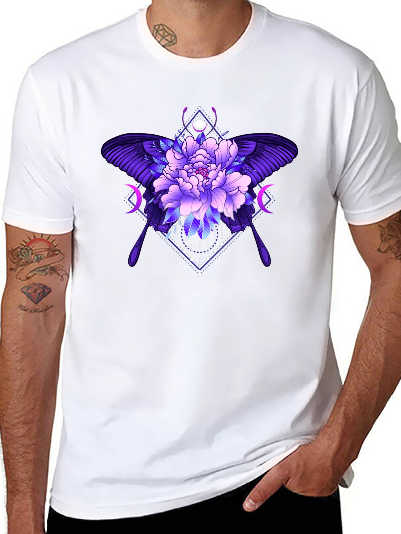 Black Floral Butterfly Graphic Tee - Black view 8