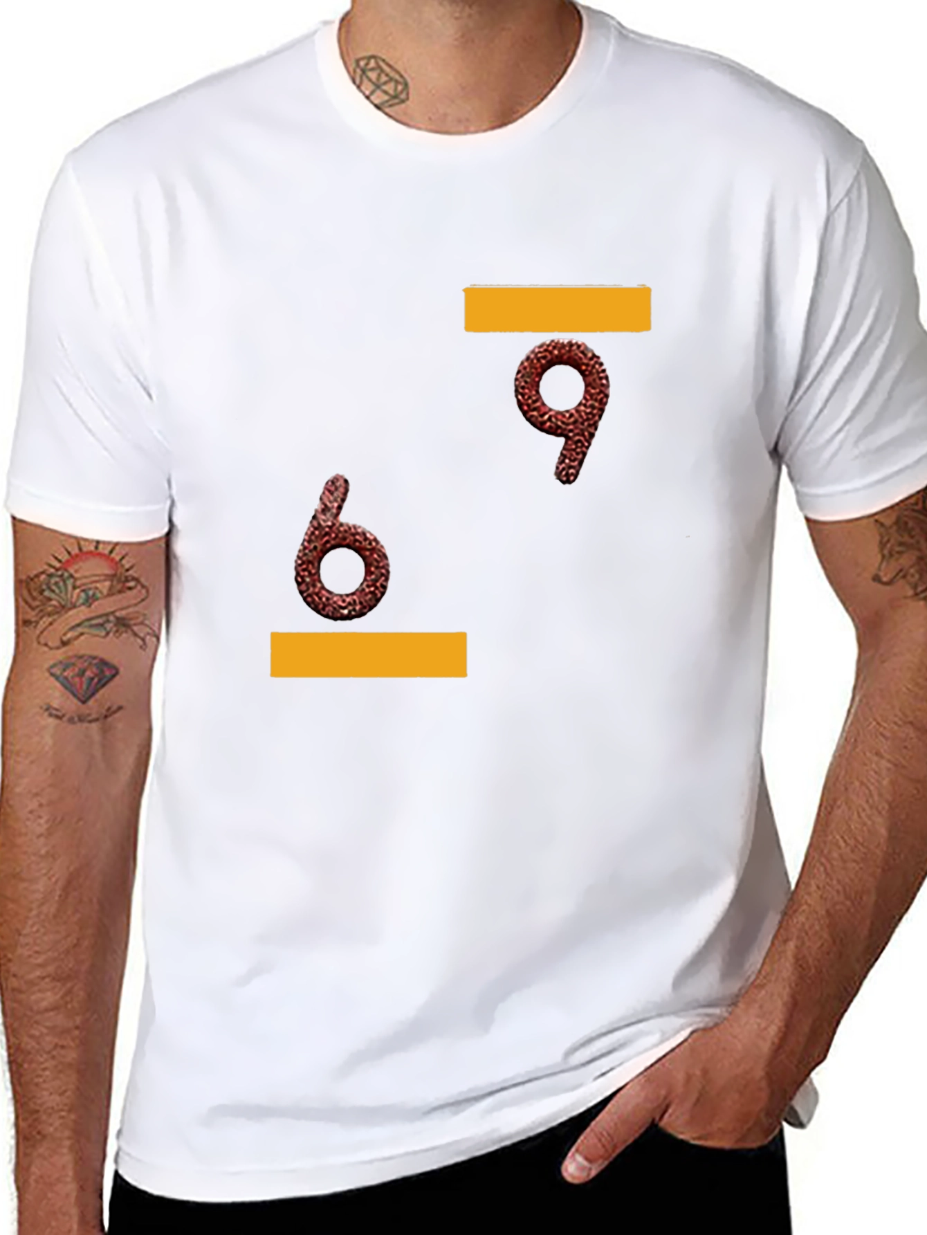 Black Funny 69 Graphic Tee - Black Cotton T-Shirt view 8