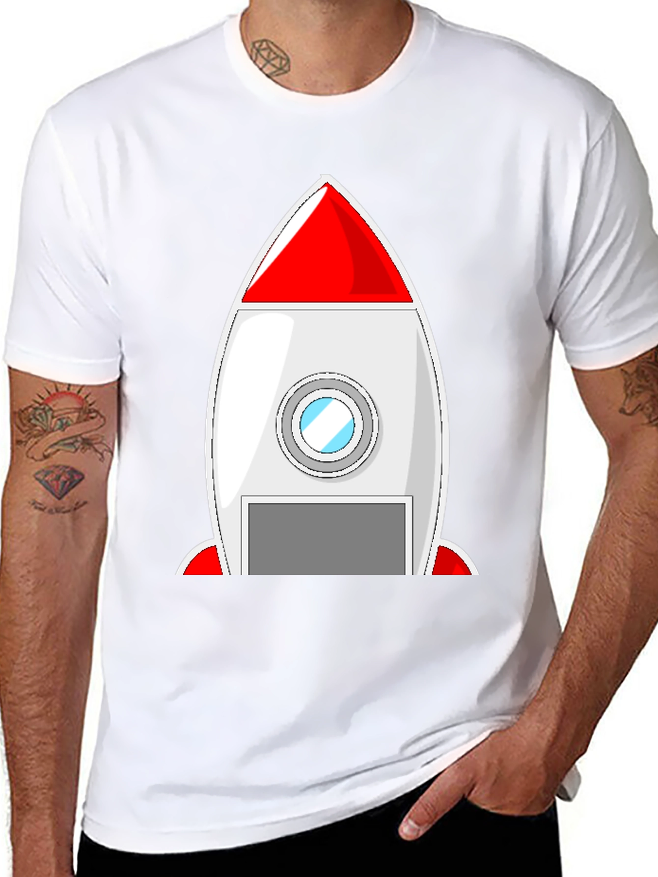 Black Rocket Ship Graphic Tee - Blast Off in Style! view 8