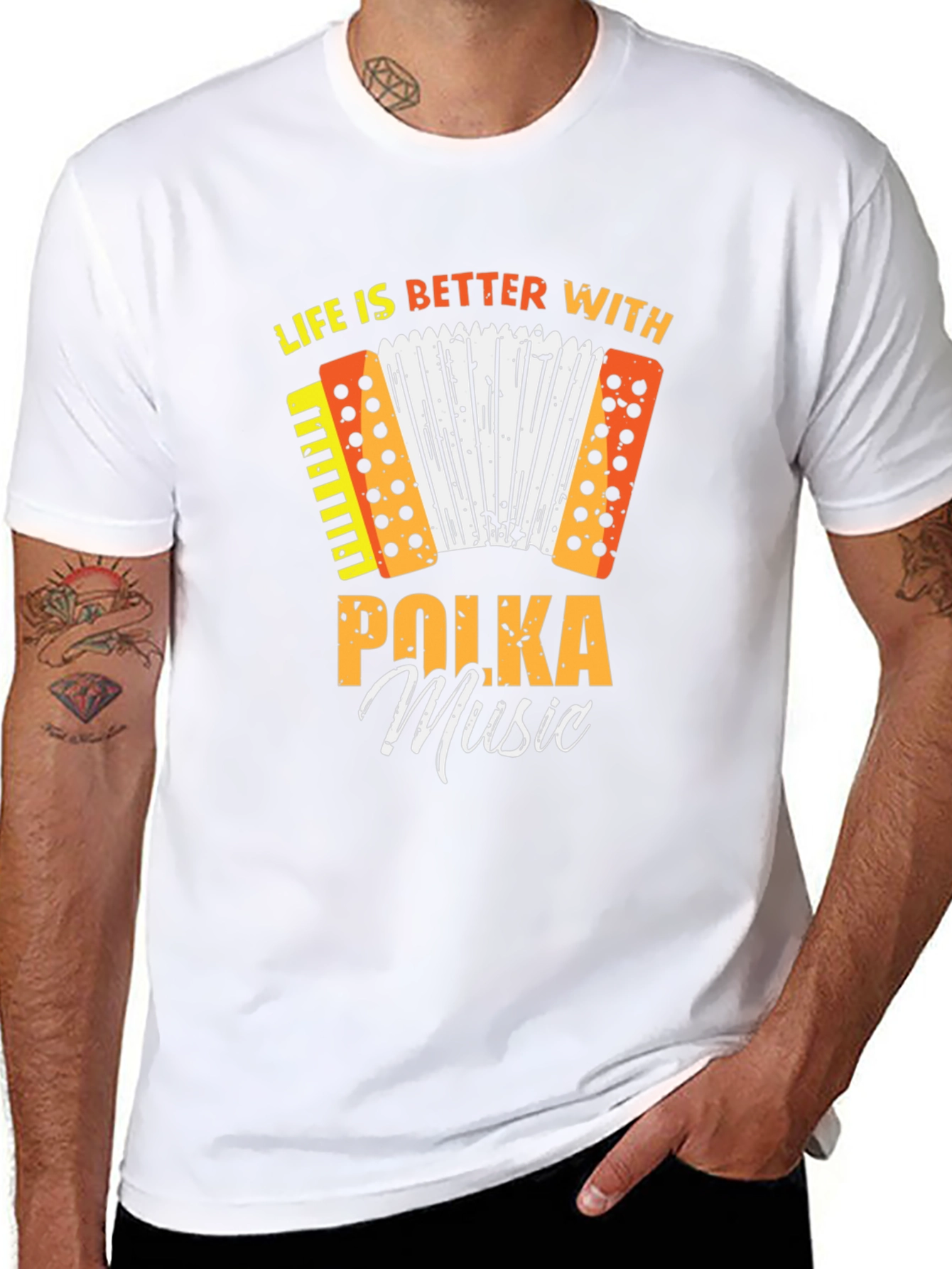 Black Polka Music T-Shirt - Life is Better With Polka! view 8