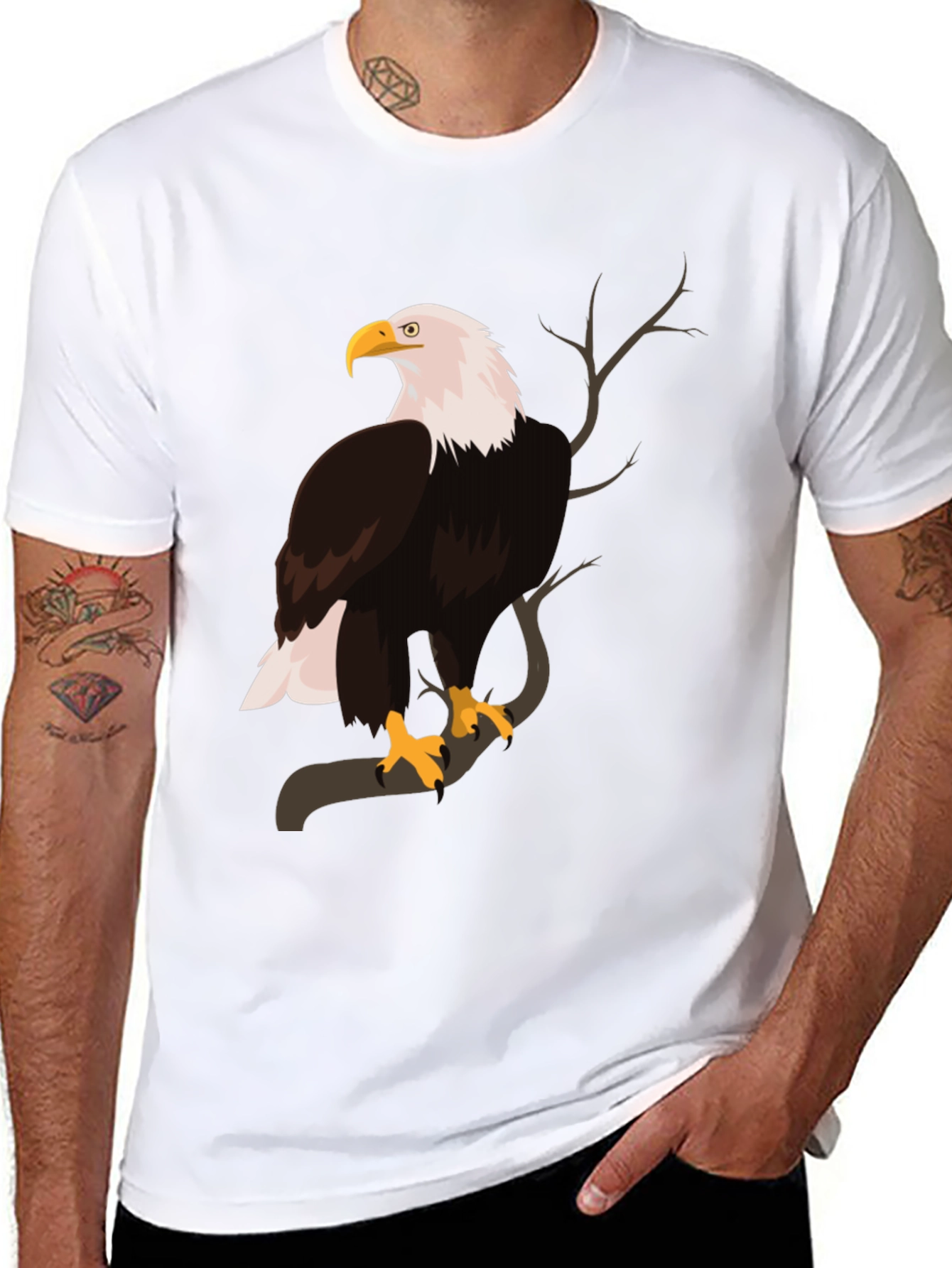Black Bald Eagle Graphic Print T-Shirt view 8