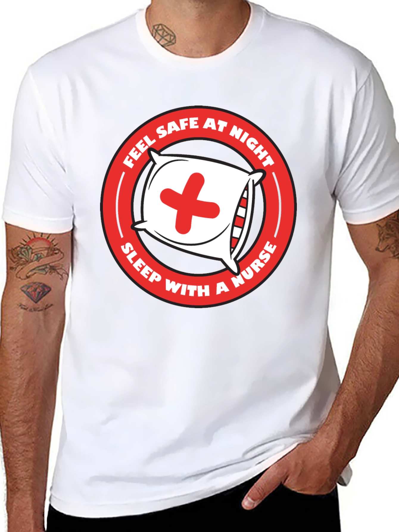 Black Sleep with a Nurse T-Shirt - Feel Safe at Night view 8
