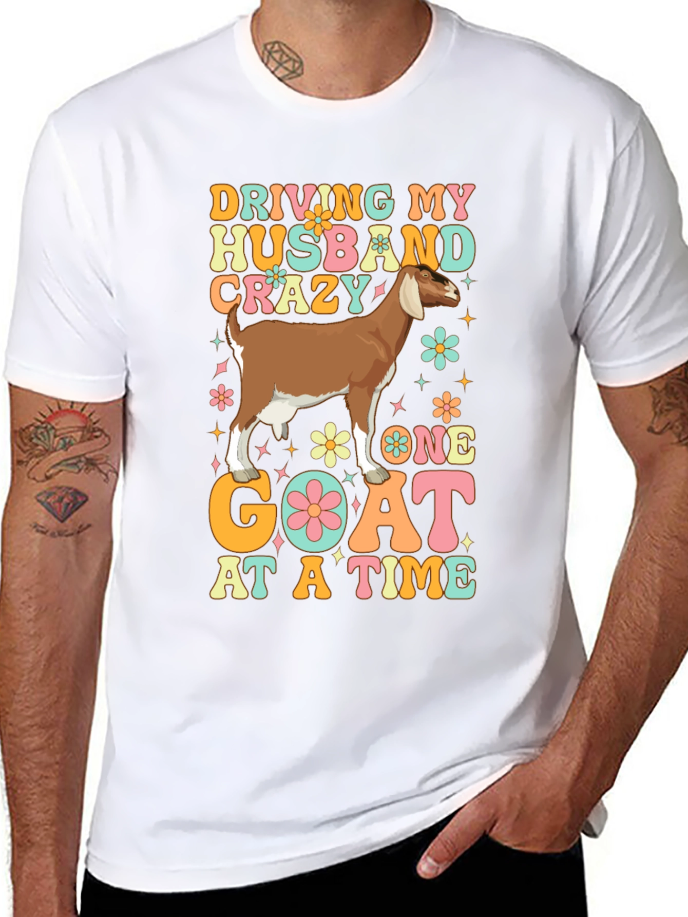 Black Driving Husband Crazy Goat Graphic Tee view 8