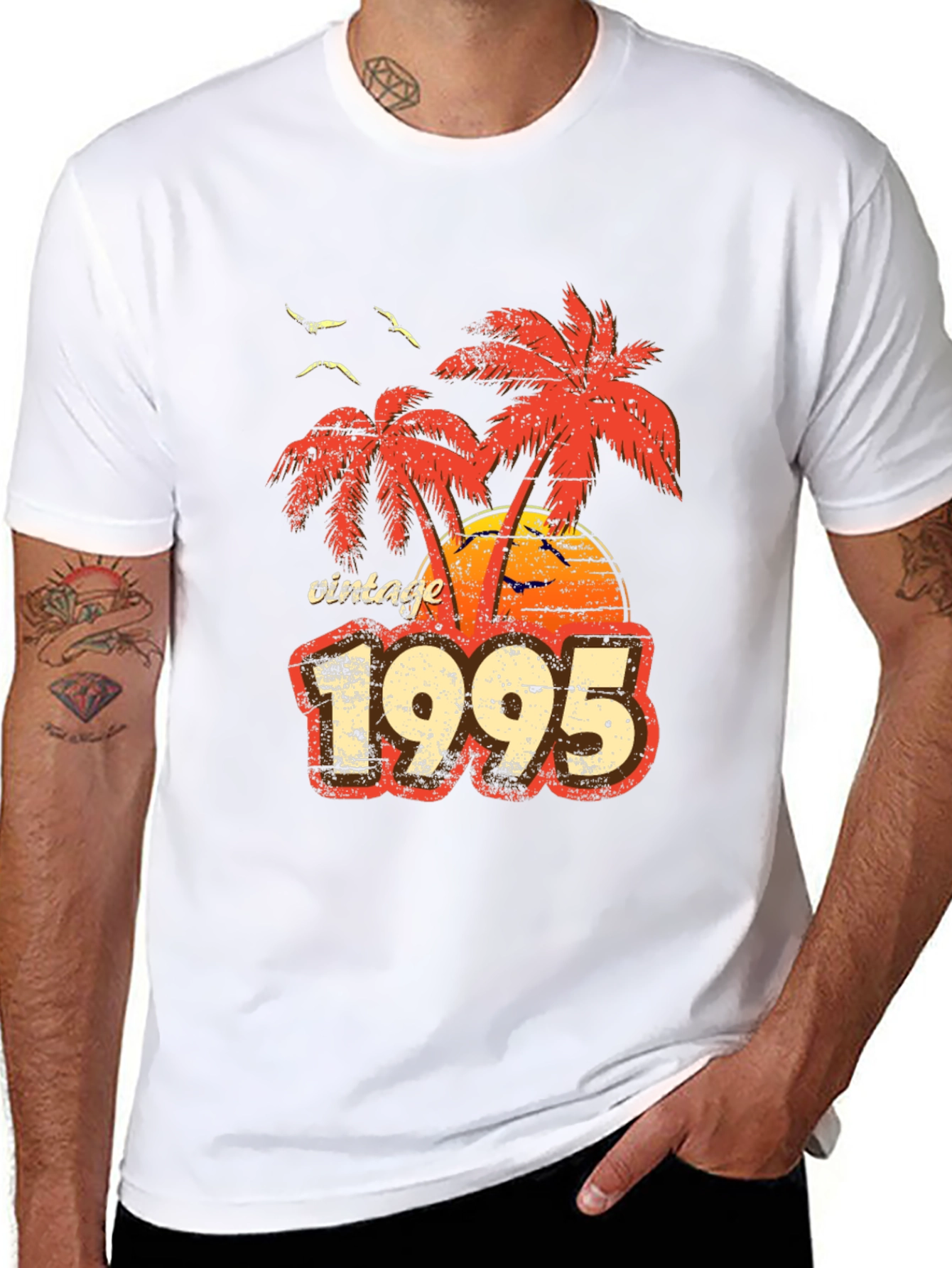 Black Vintage 1995 Palm Tree Graphic T-Shirt view 8