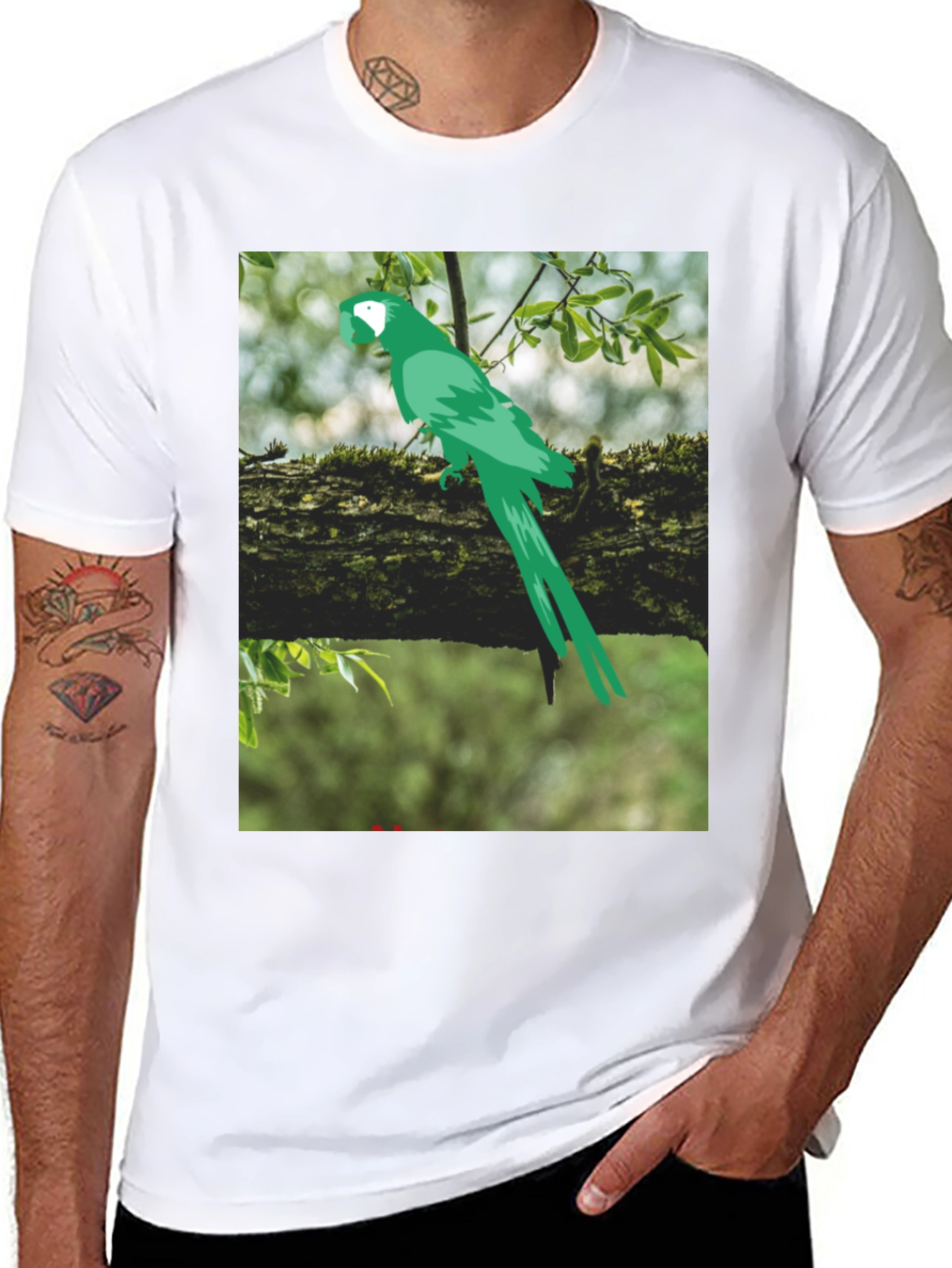 Black Parrot Graphic Tee - Nature Inspired Print view 8