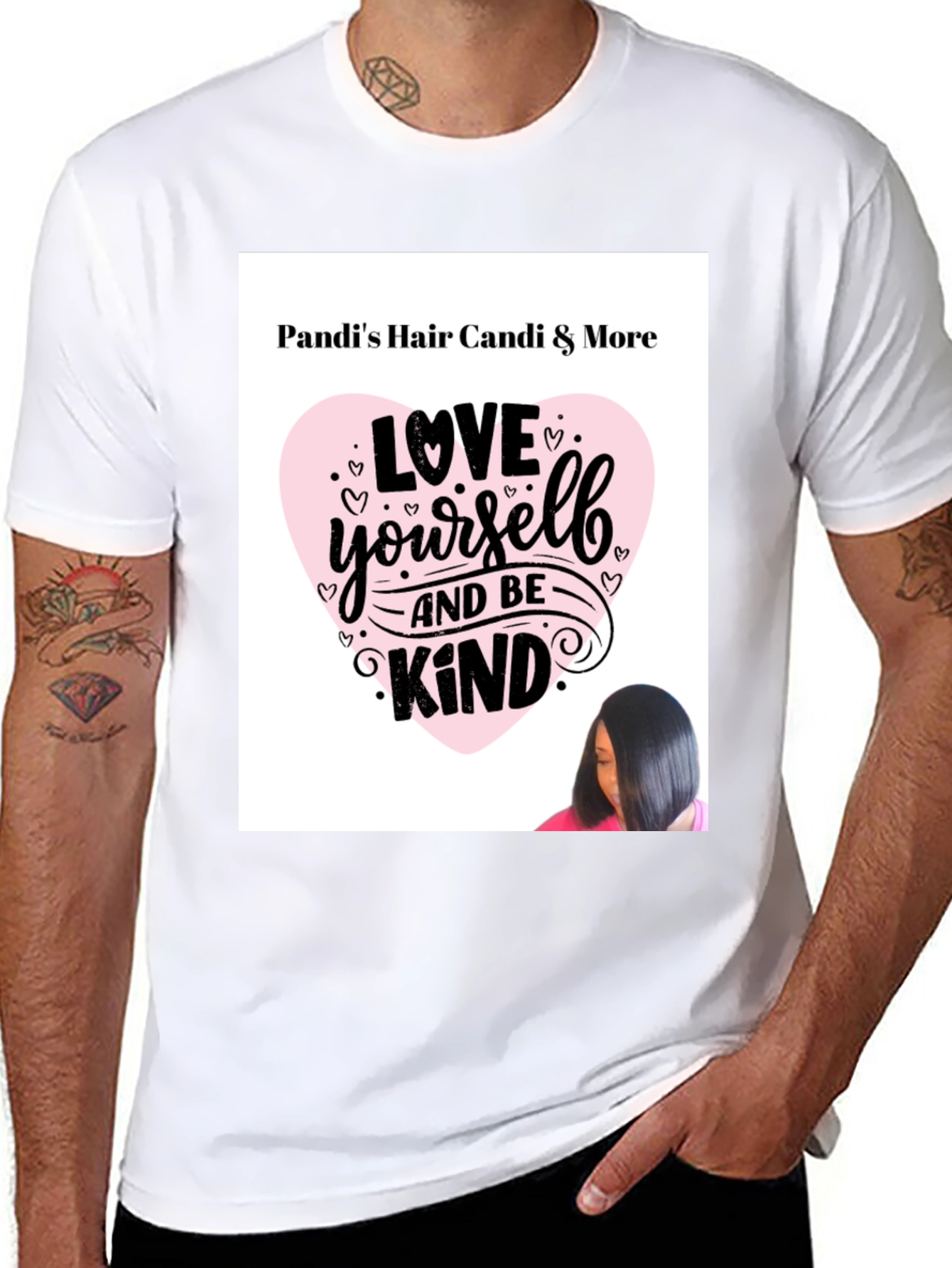 Black Pandi's Hair Candi & More 'Love Yourself and Be Kind' Graphic T-Shirt view 8