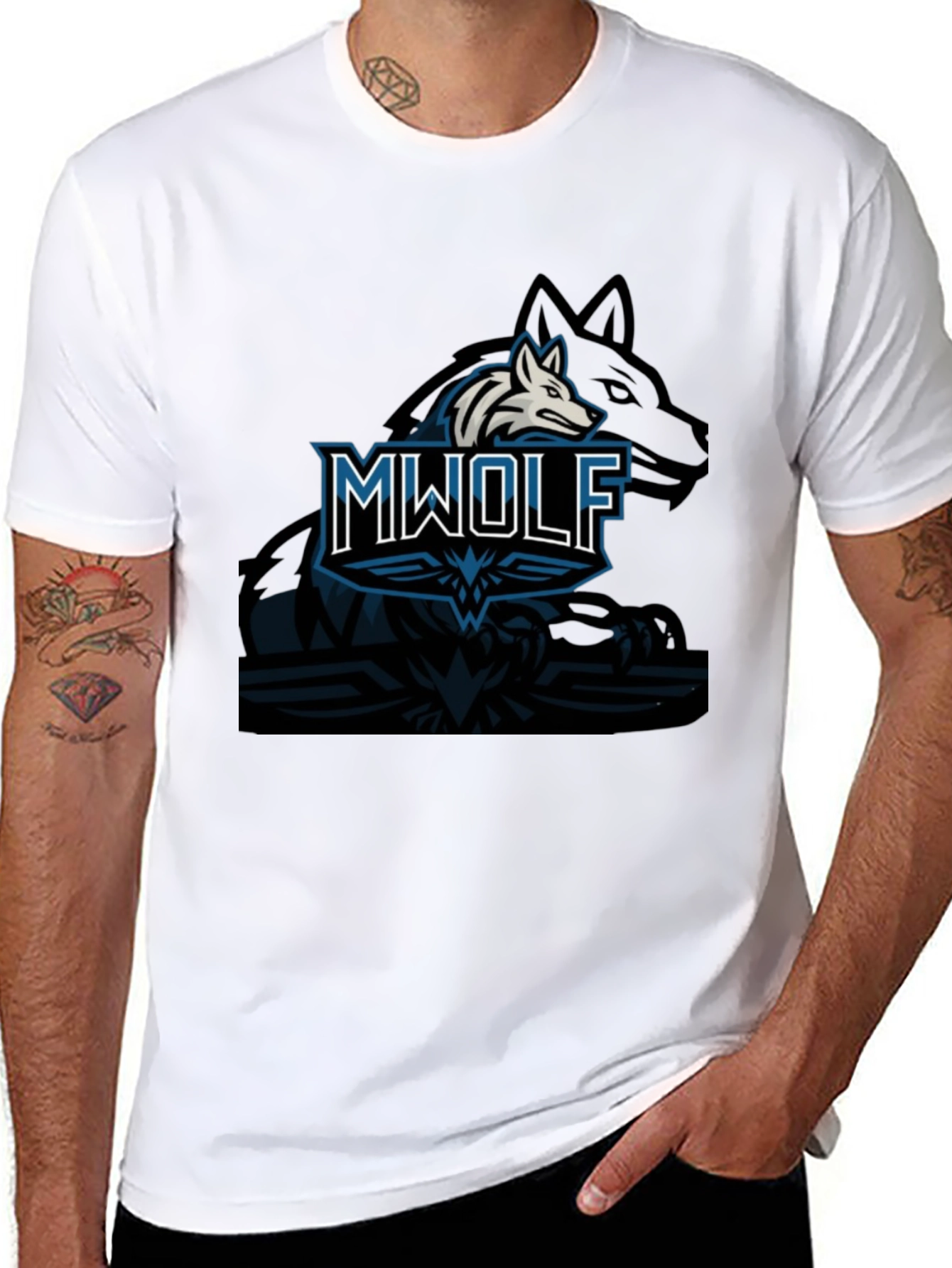 Black MWOLF Graphic T-Shirt - Black, Casual Wear view 8