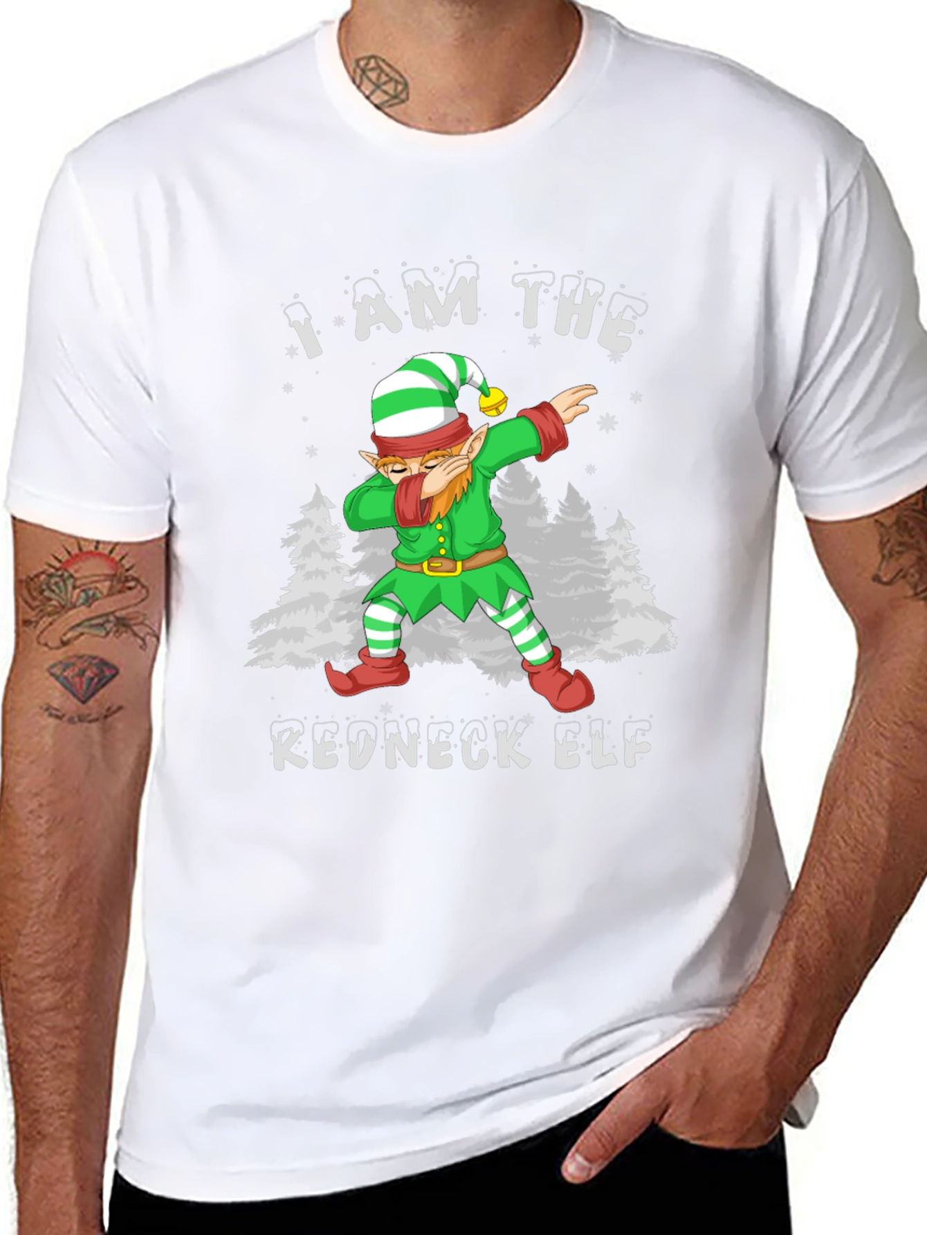 Black I Am The Redneck Elf Dabbing Funny T-Shirt view 8