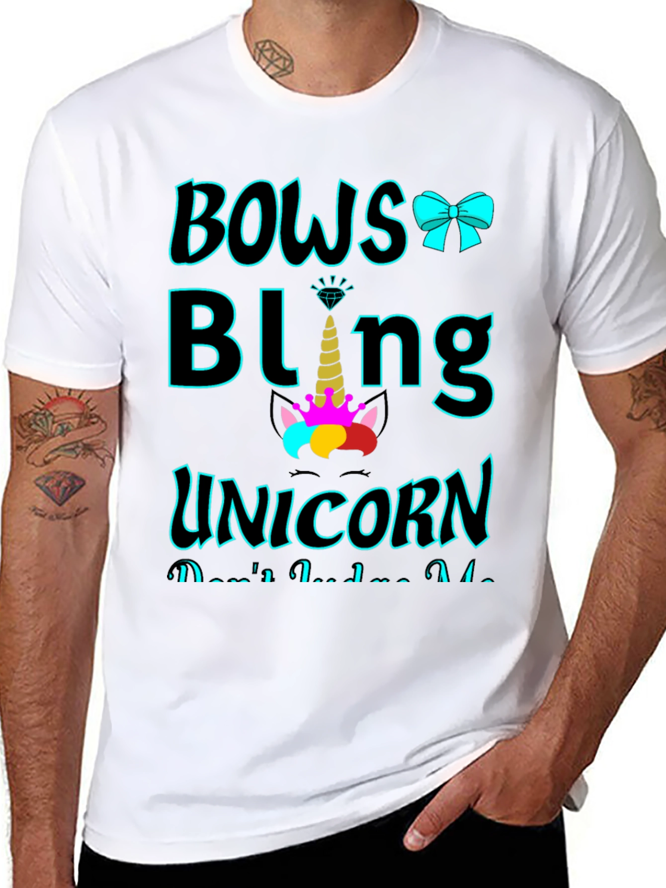 Black Bows Bling Unicorn Graphic Tee view 8