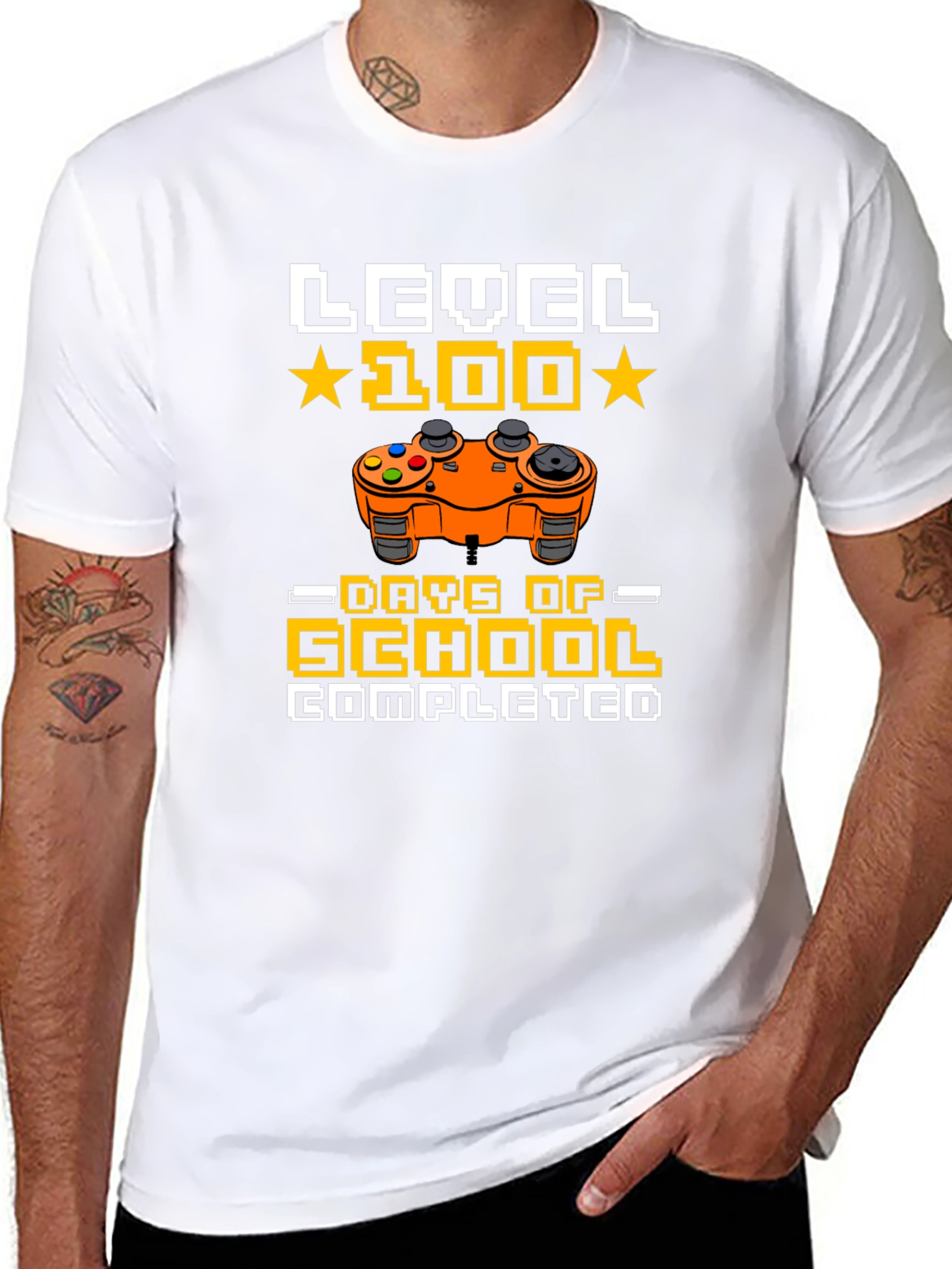 Level 100 Days of School Completed Gamer T-Shirt - 8