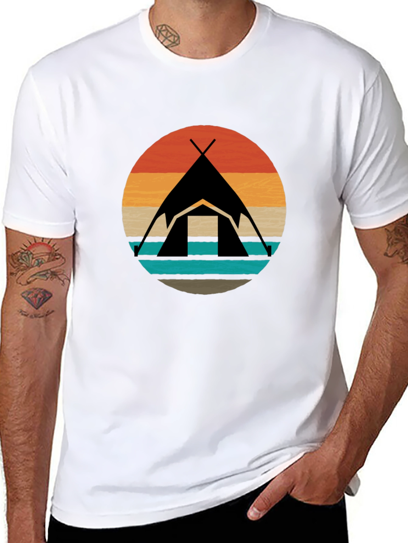 Black Retro Camping Tent Graphic Tee - Black view 8