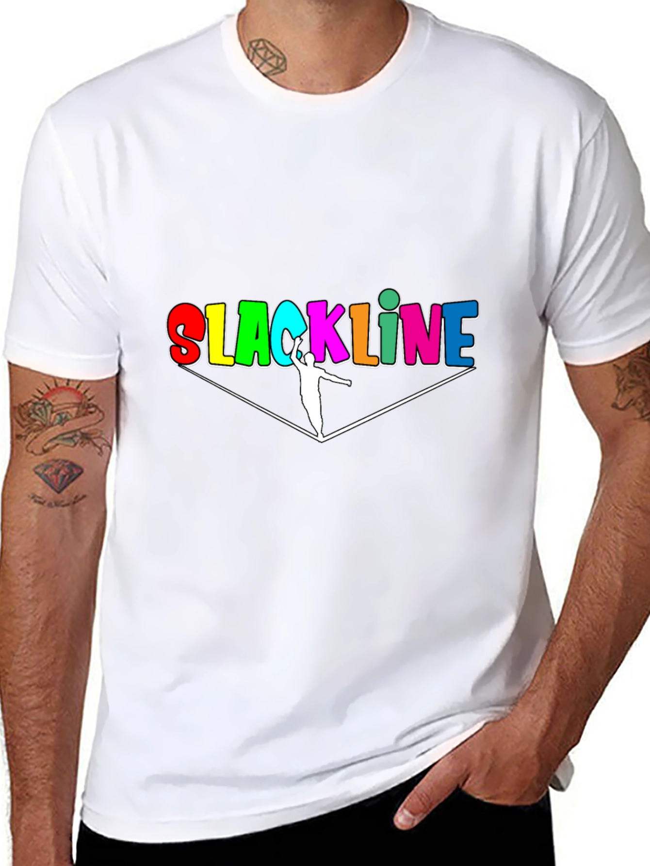 Black Slackline T-Shirt - Colorful Design view 8