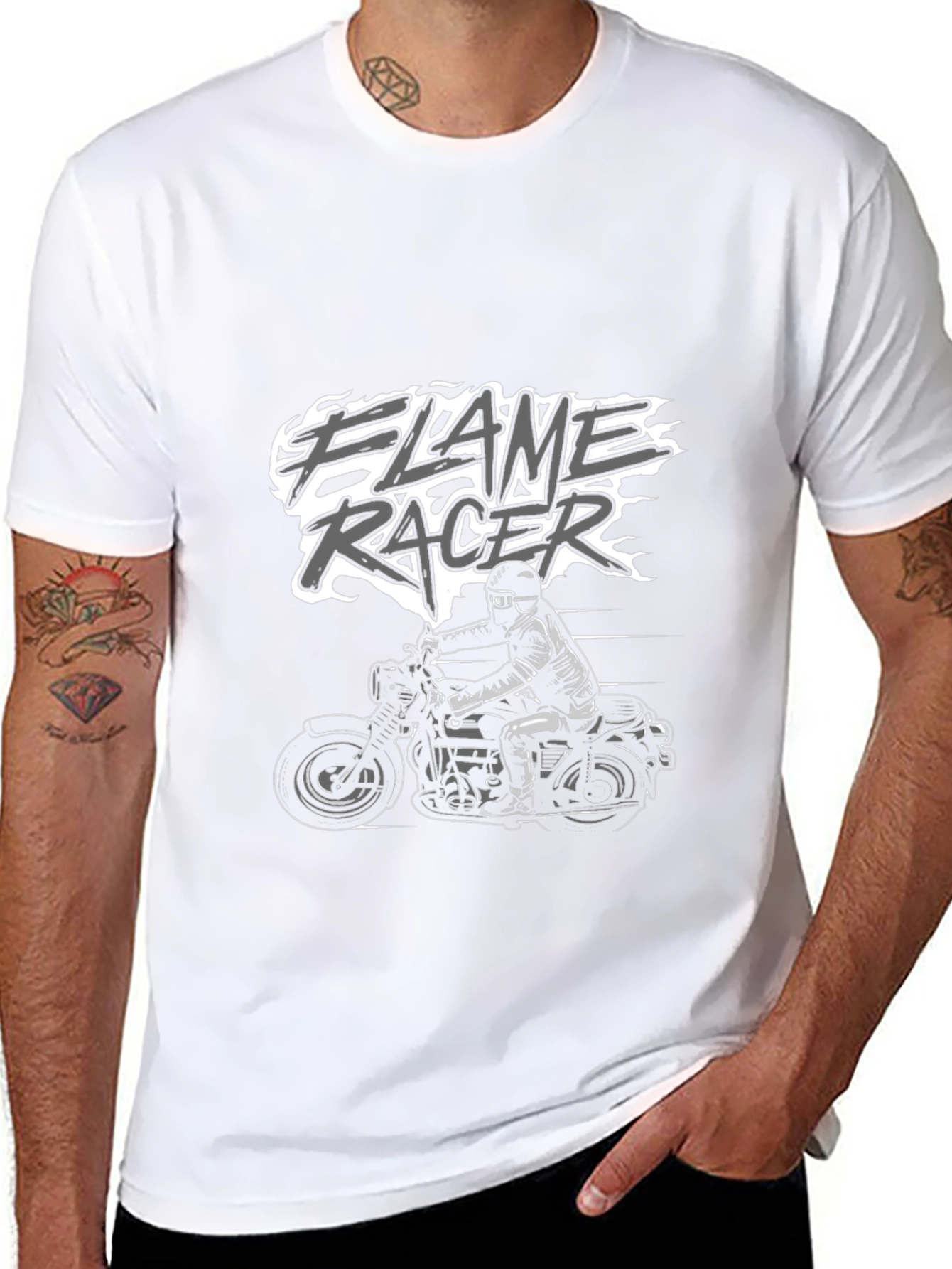 Black Flame Racer Graphic Tee - Black Motorcycle Shirt view 8