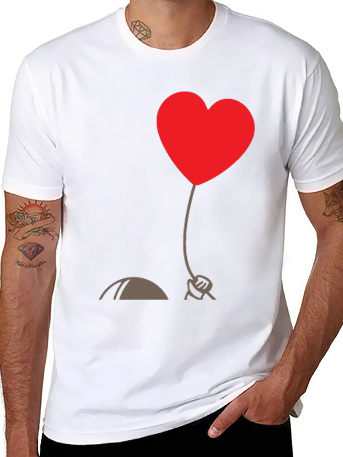 Black Heart Balloon Graphic Tee - Stylish Black T-Shirt view 8