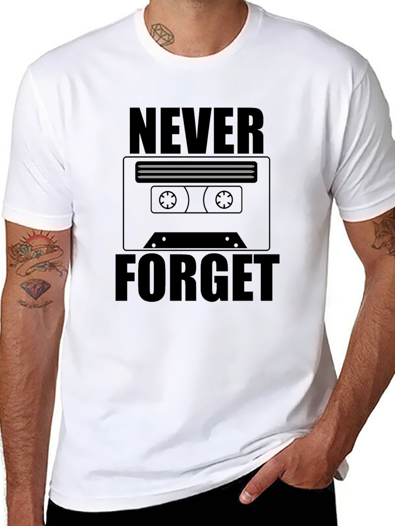 Black Retro Cassette Tape T-Shirt - Never Forget view 8