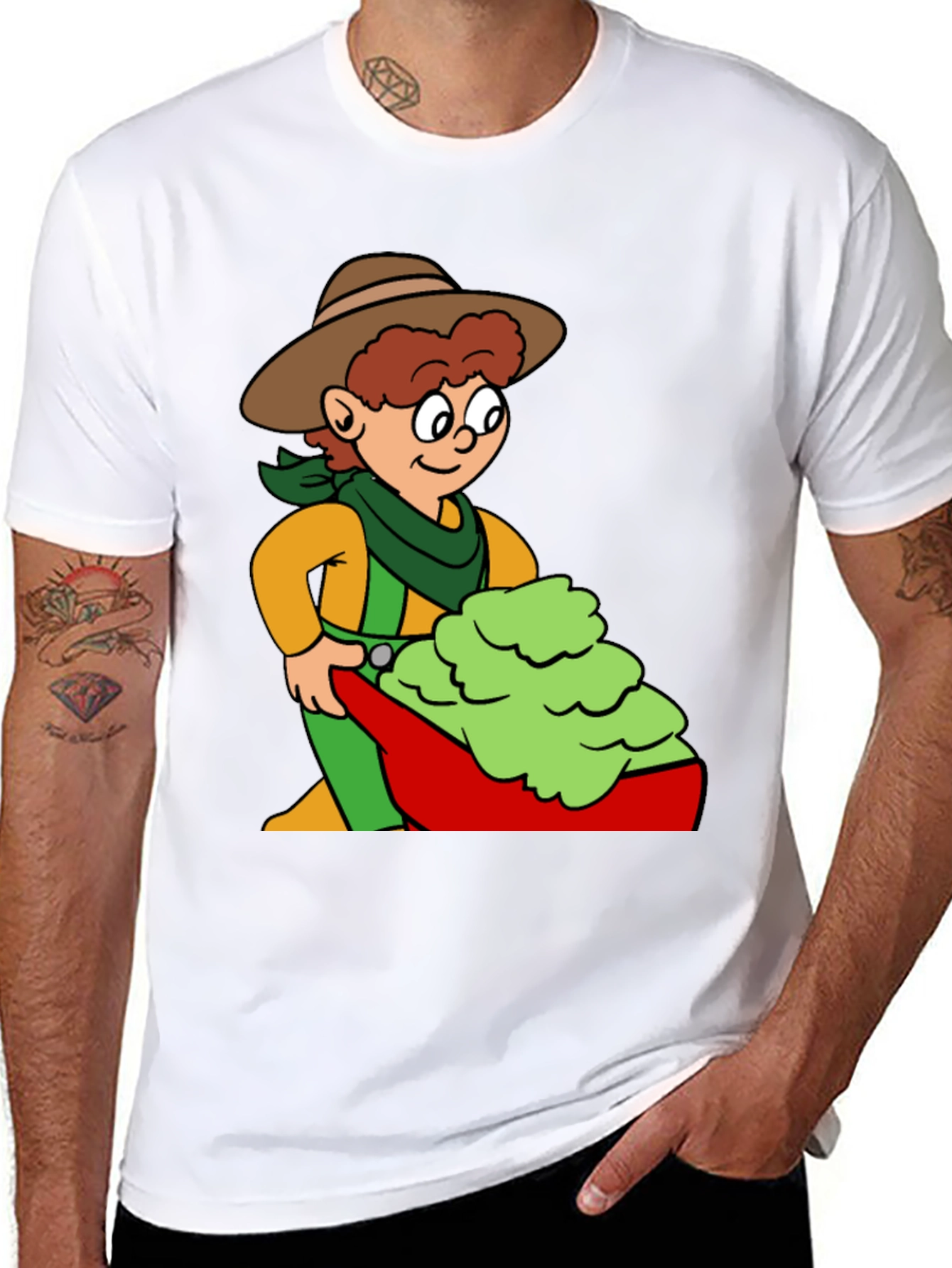Black Cartoon Cowboy Avocado T-Shirt view 8