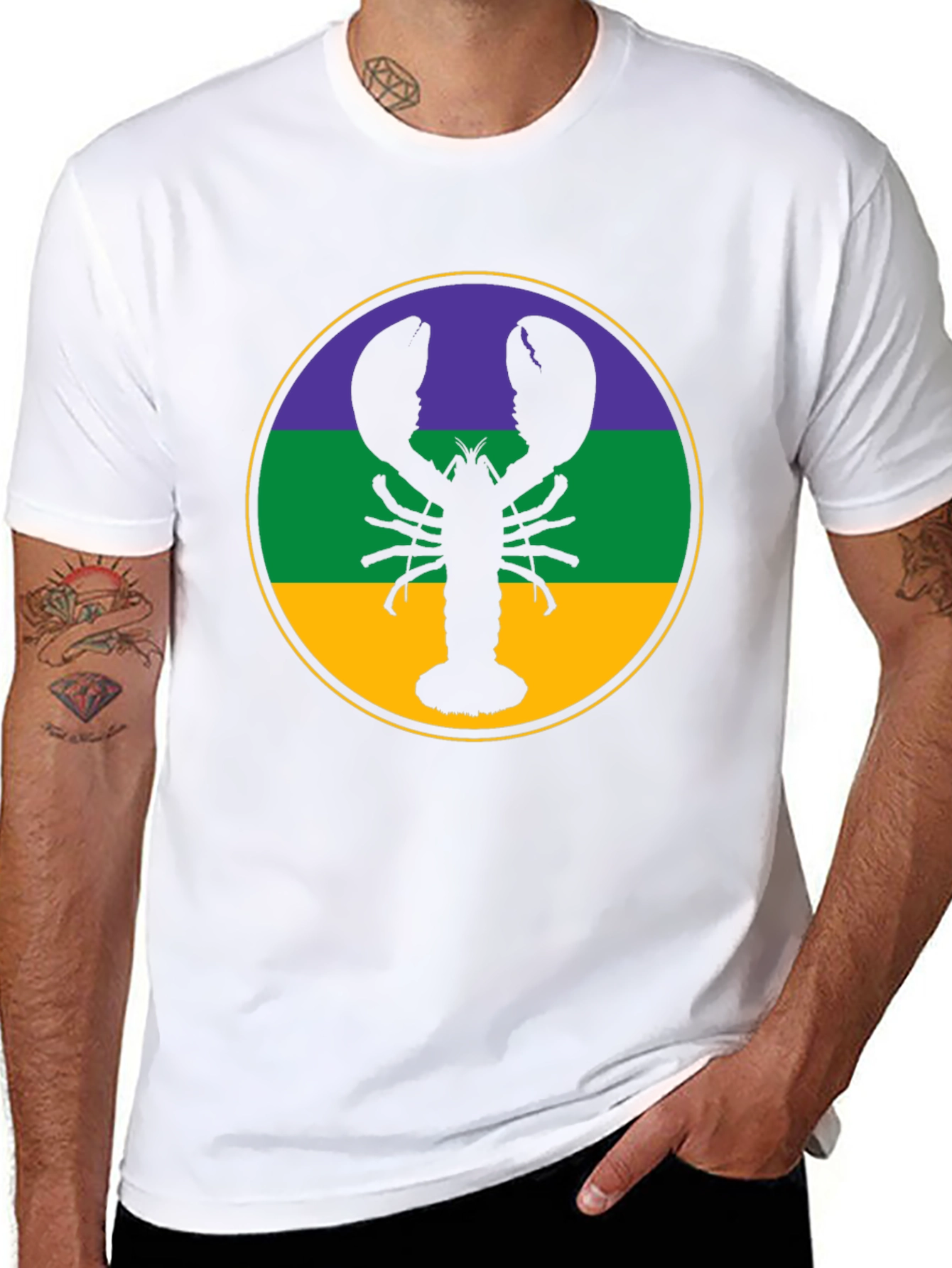 Lobster Mardi Gras T-Shirt - Round Circle - 8