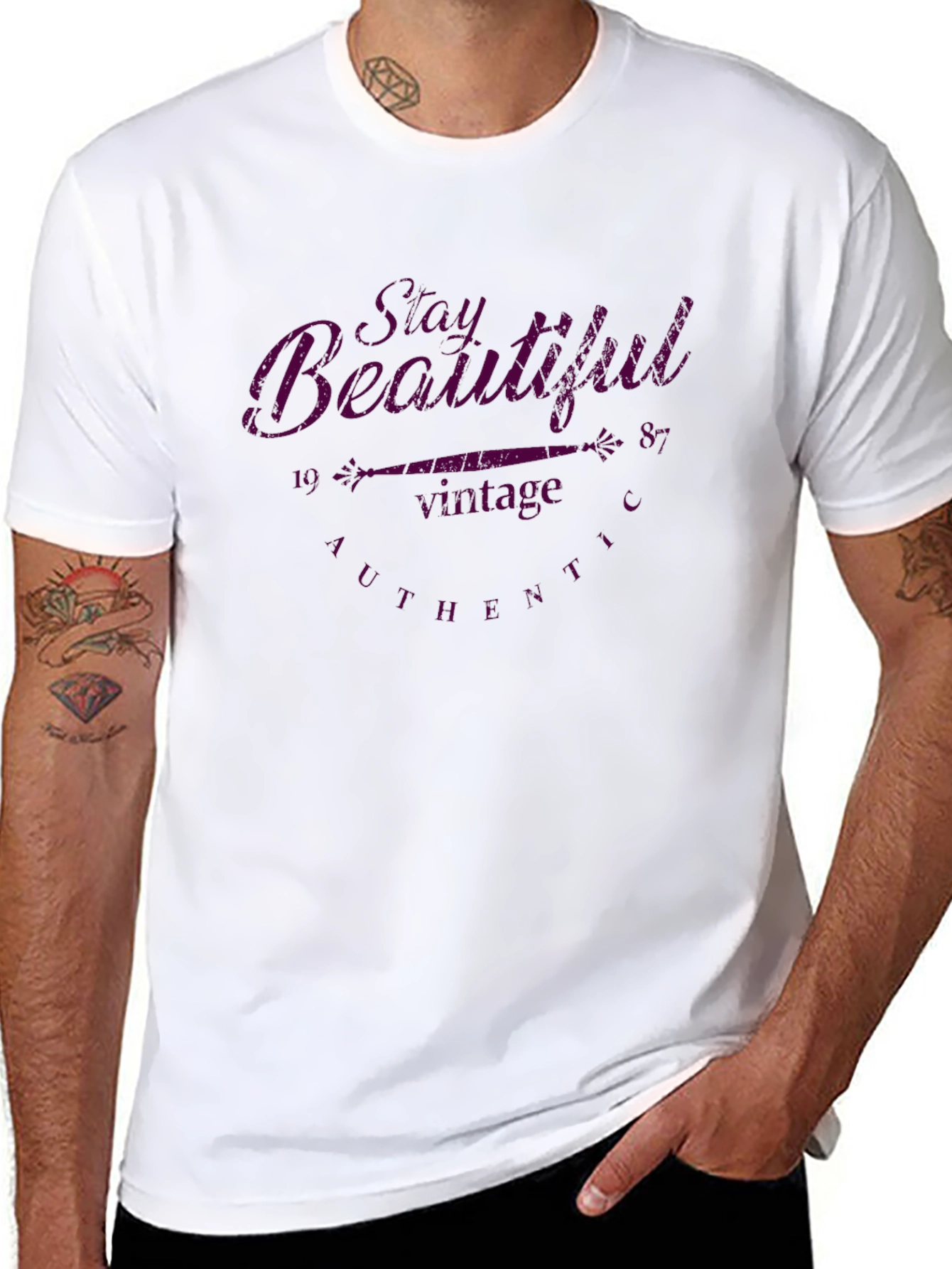 Black Stay Beautiful Vintage T-Shirt view 8