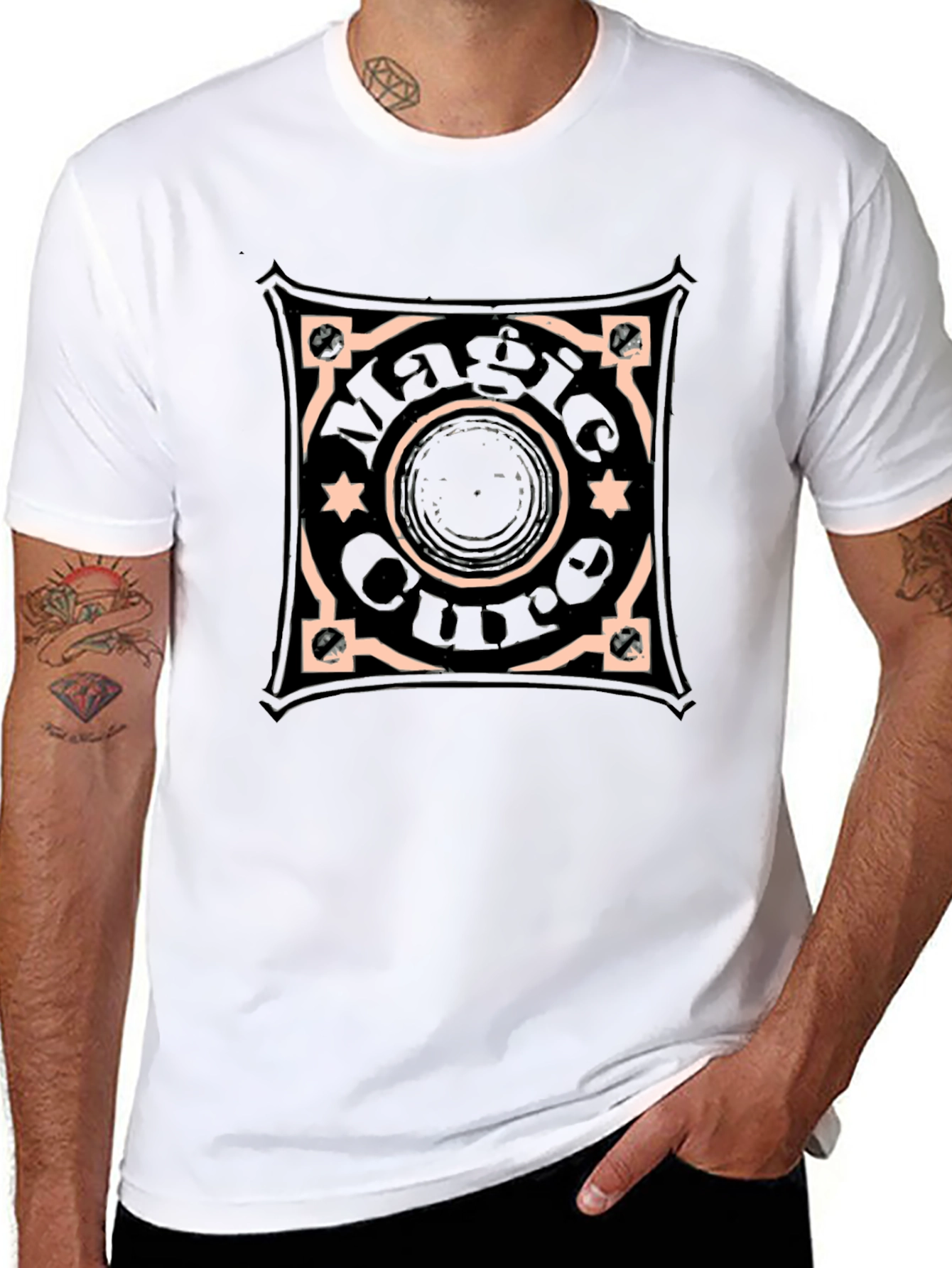 Black Magic Circle Graphic Tee - Unisex Black T-Shirt view 8
