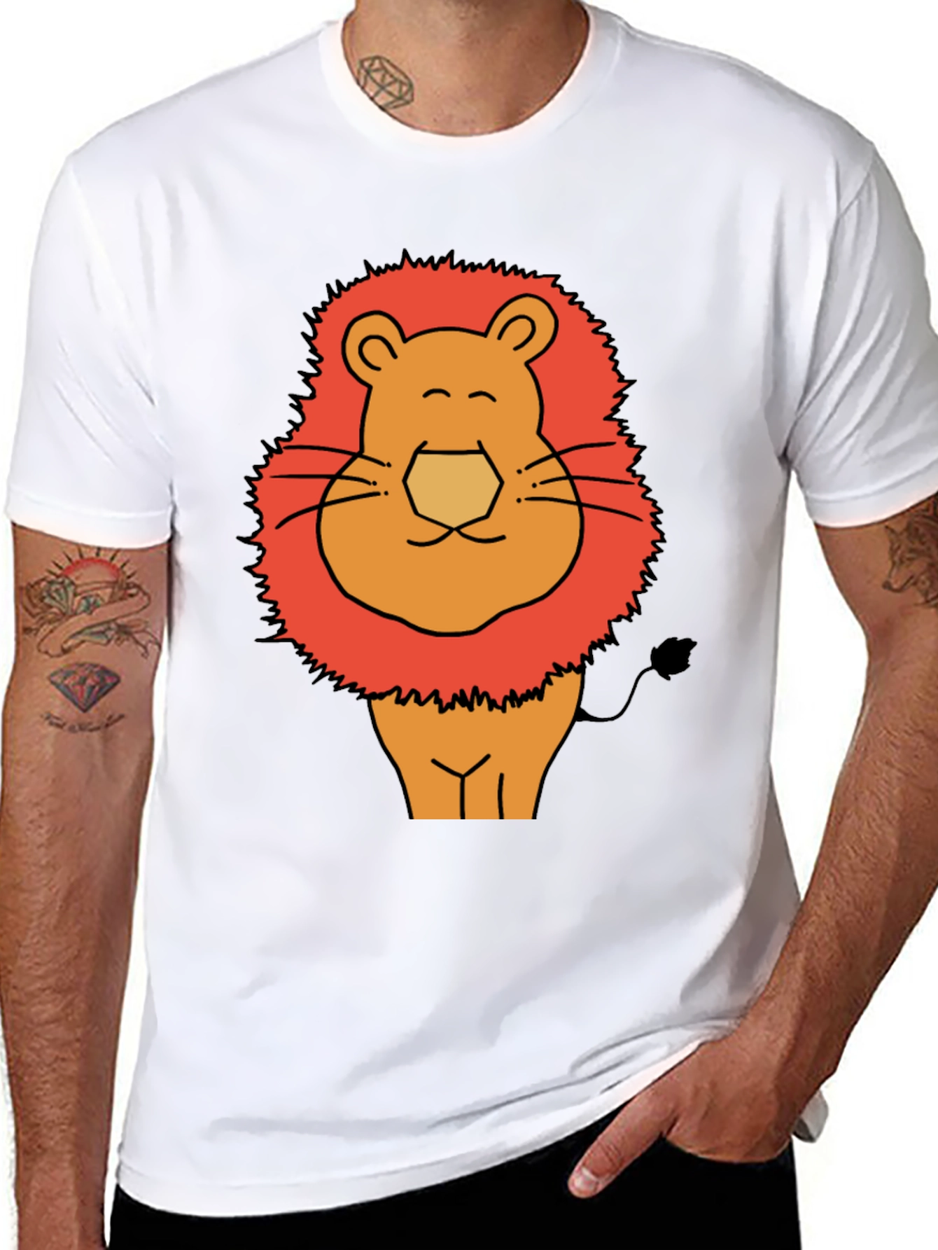 Black Funny Lion Graphic Tee - Men's Black T-Shirt view 8