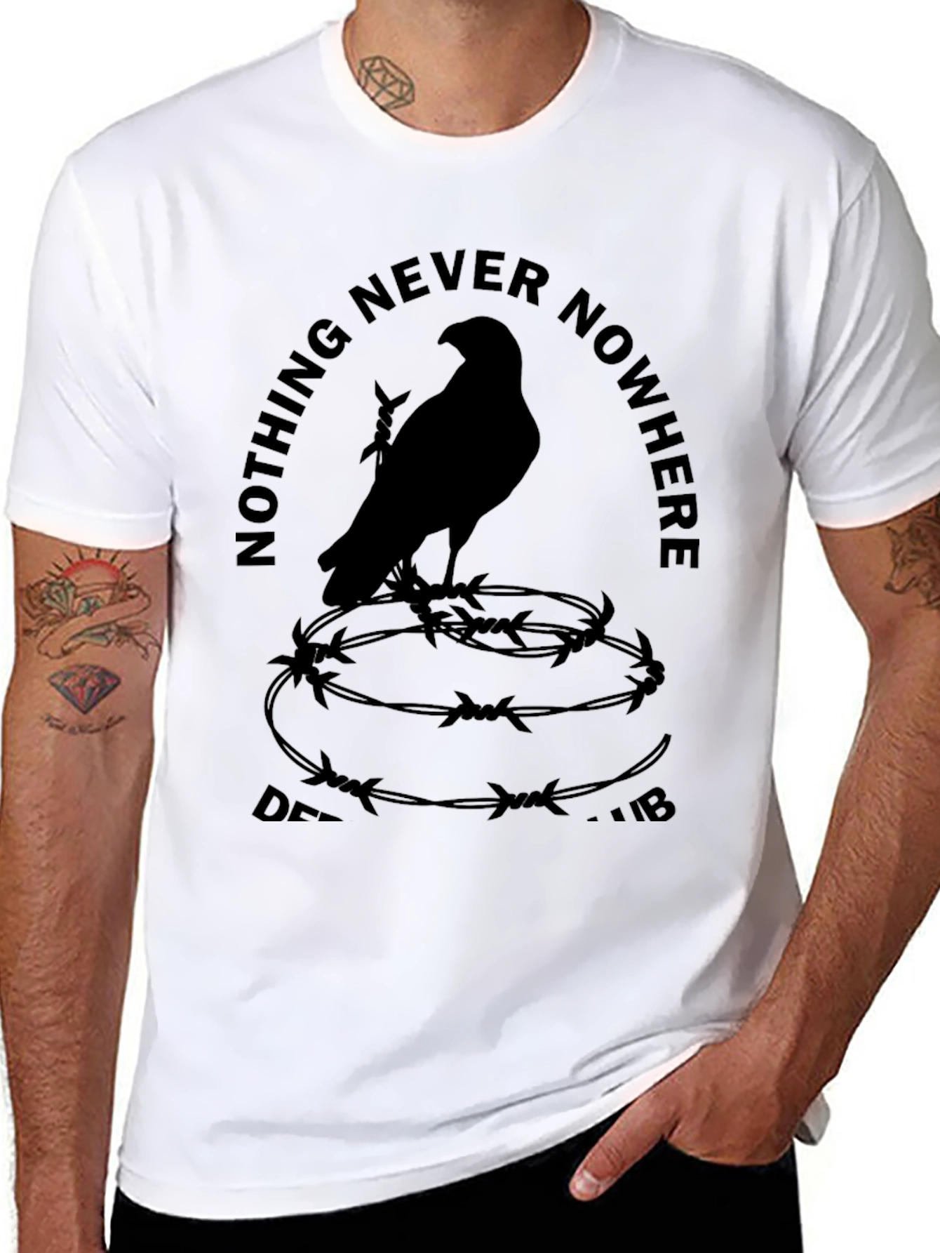 Black Nothing Never Nowhere Black Graphic T-Shirt view 8