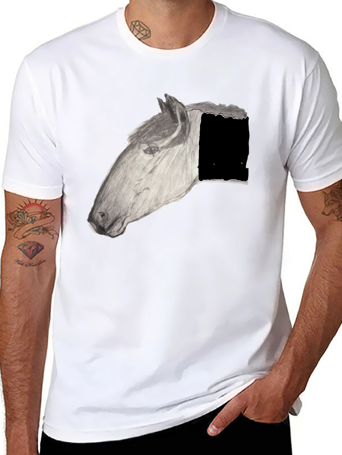 Black Horse Graphic Black T-Shirt view 8