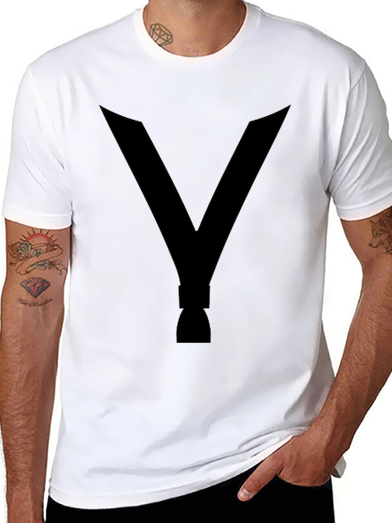 Black V Rocket Graphic Tee - Black Cotton T-Shirt view 8