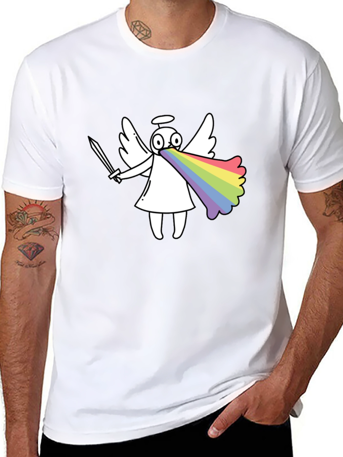 Black Rainbow Angel Graphic T-Shirt view 8