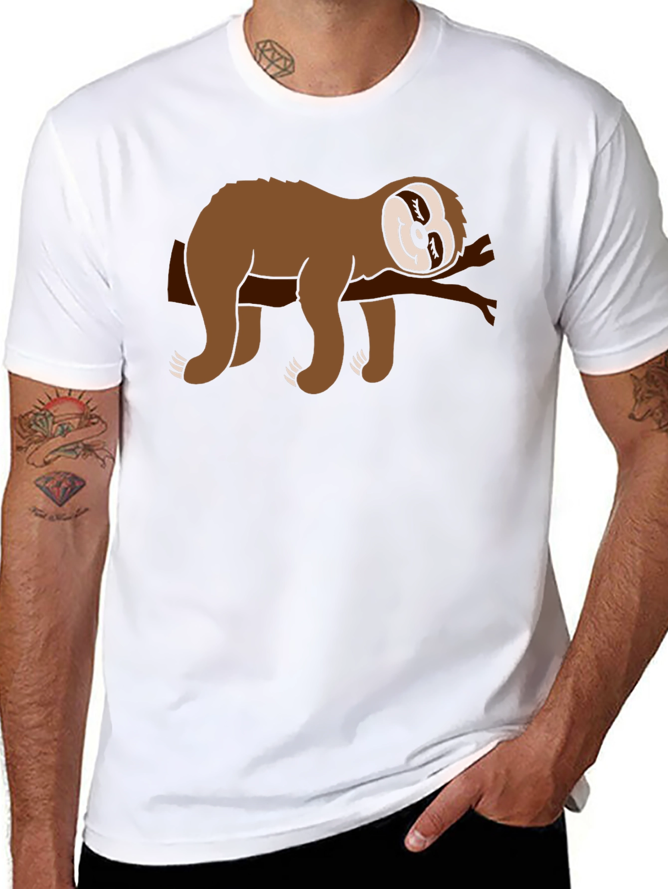 Black Chill Sloth Graphic Tee - Comfy Black T-Shirt view 8