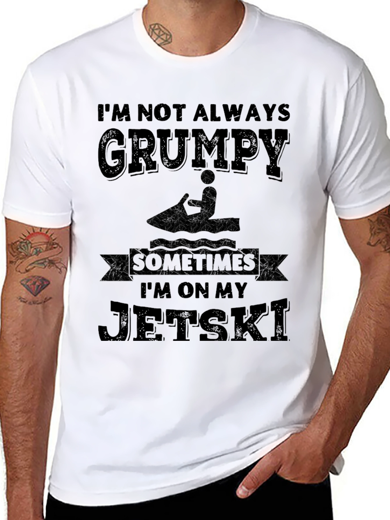 Black Grumpy Jet Ski Graphic T-Shirt view 8