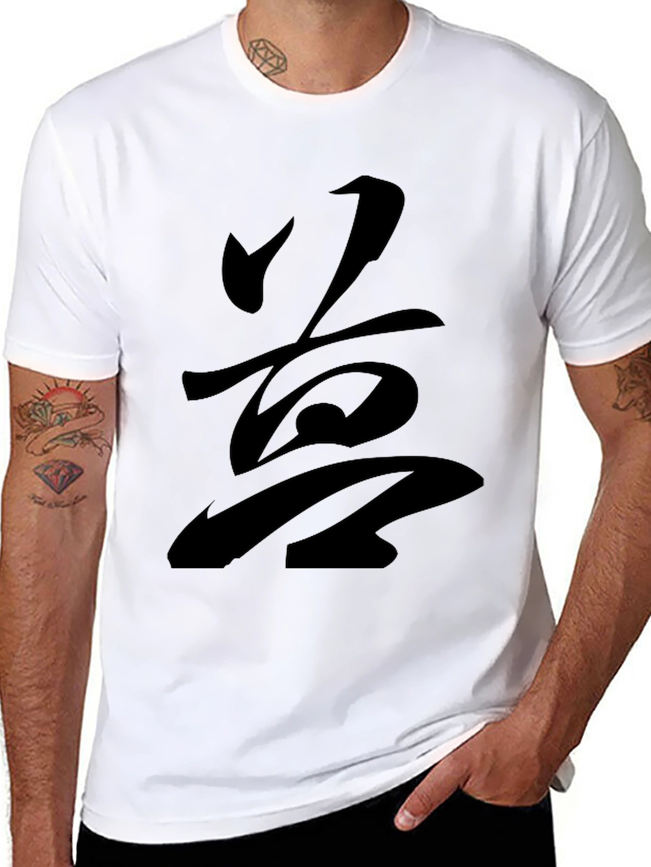 Black Black T-Shirt with Kanji Design view 8