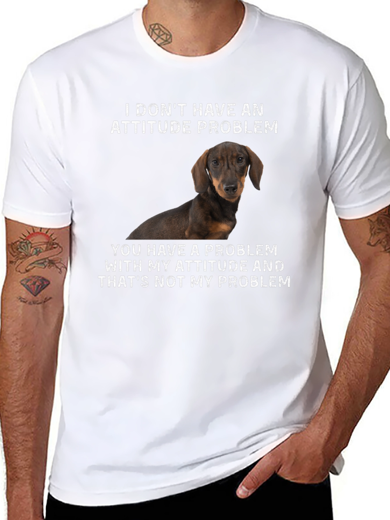 Black Funny Dachshund Attitude T-Shirt view 8