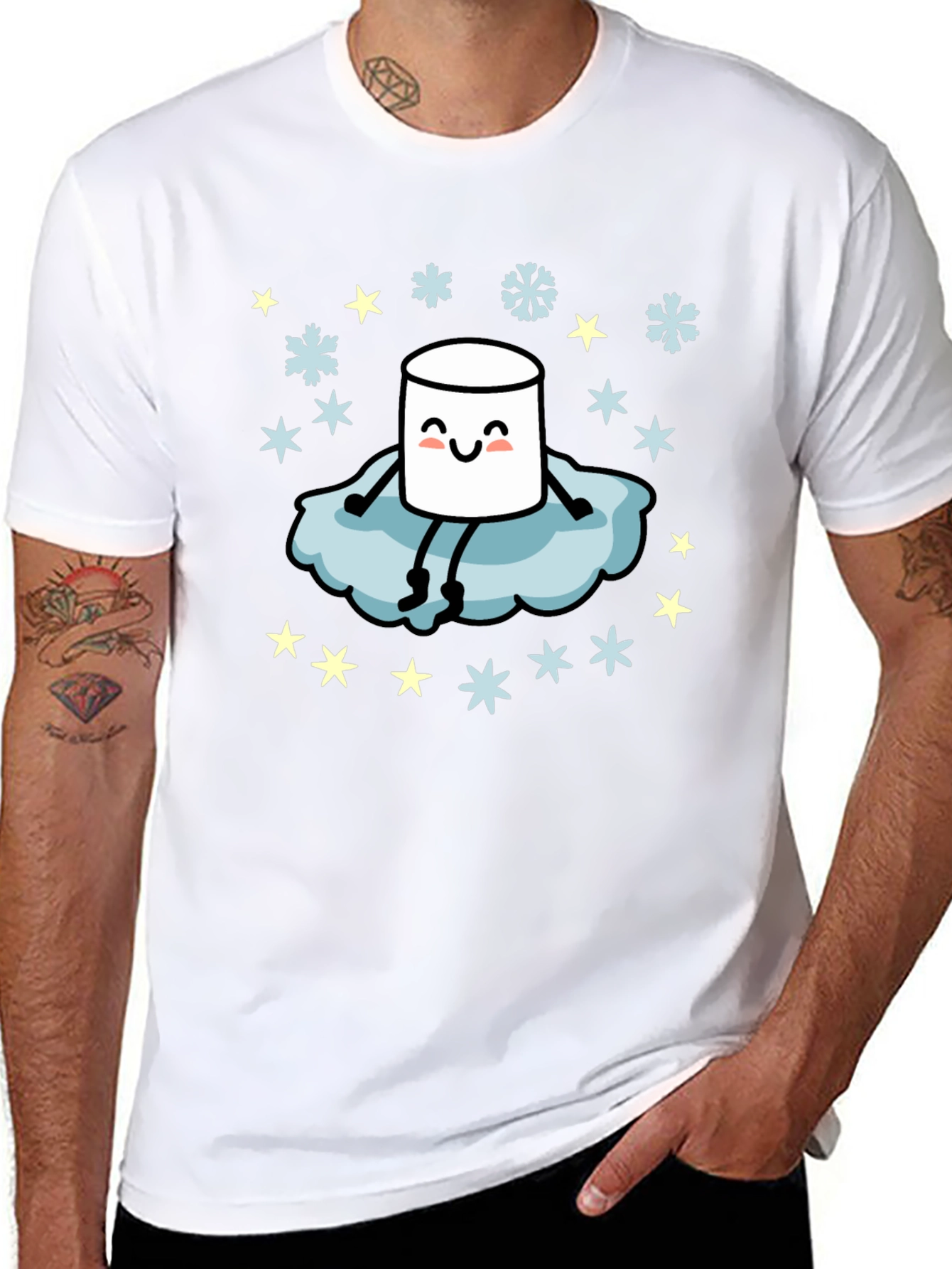 Black Marshmallow on Cloud T-Shirt view 8