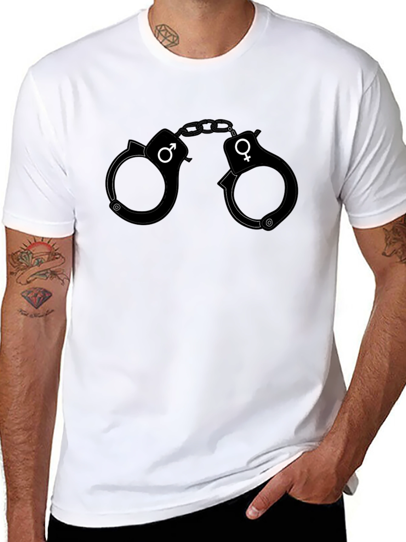 Black Handcuffs T-Shirt - Gender Symbol Design view 8