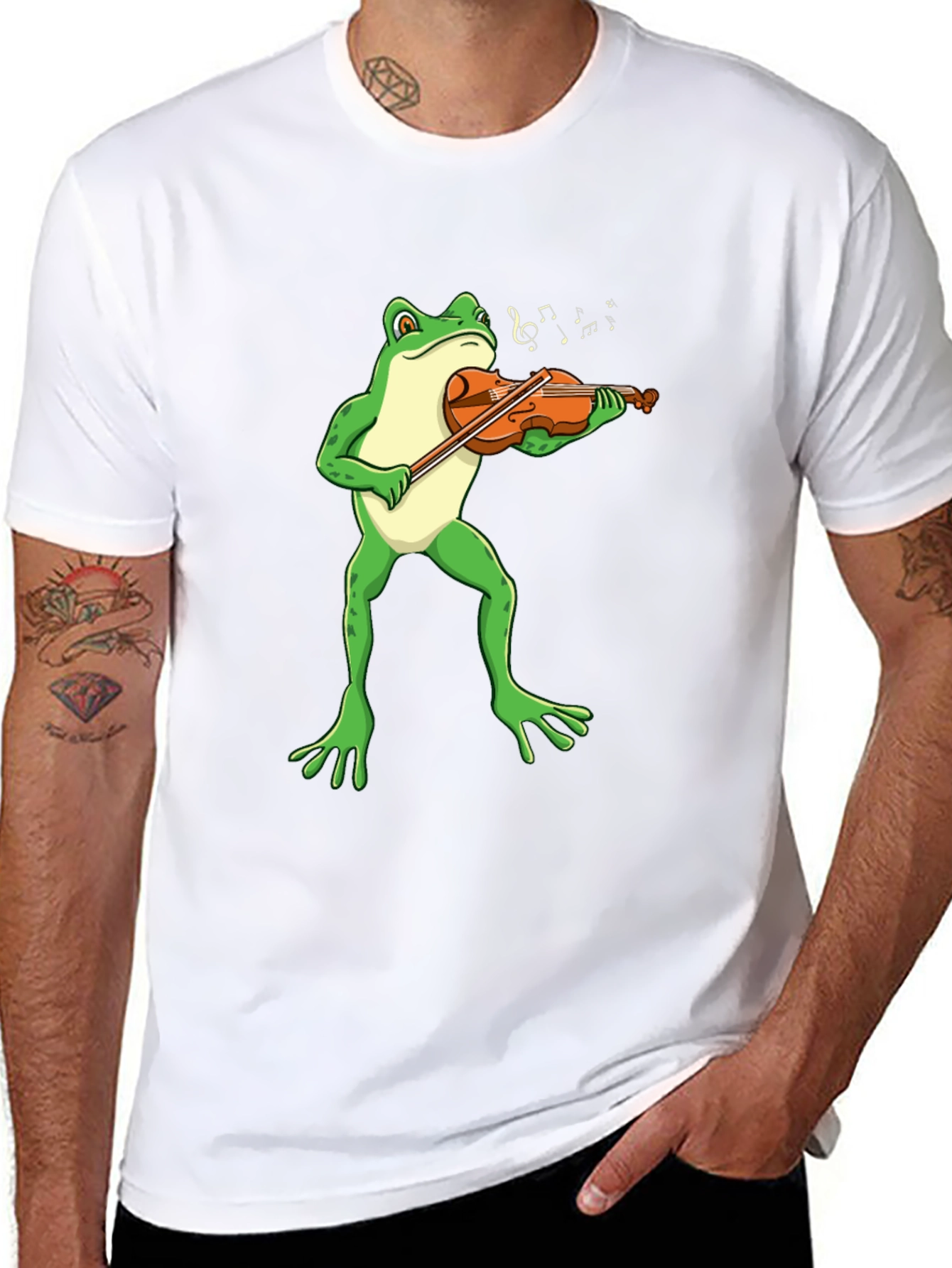 Black Frog Violinist T-Shirt - Funny Music Tee view 8