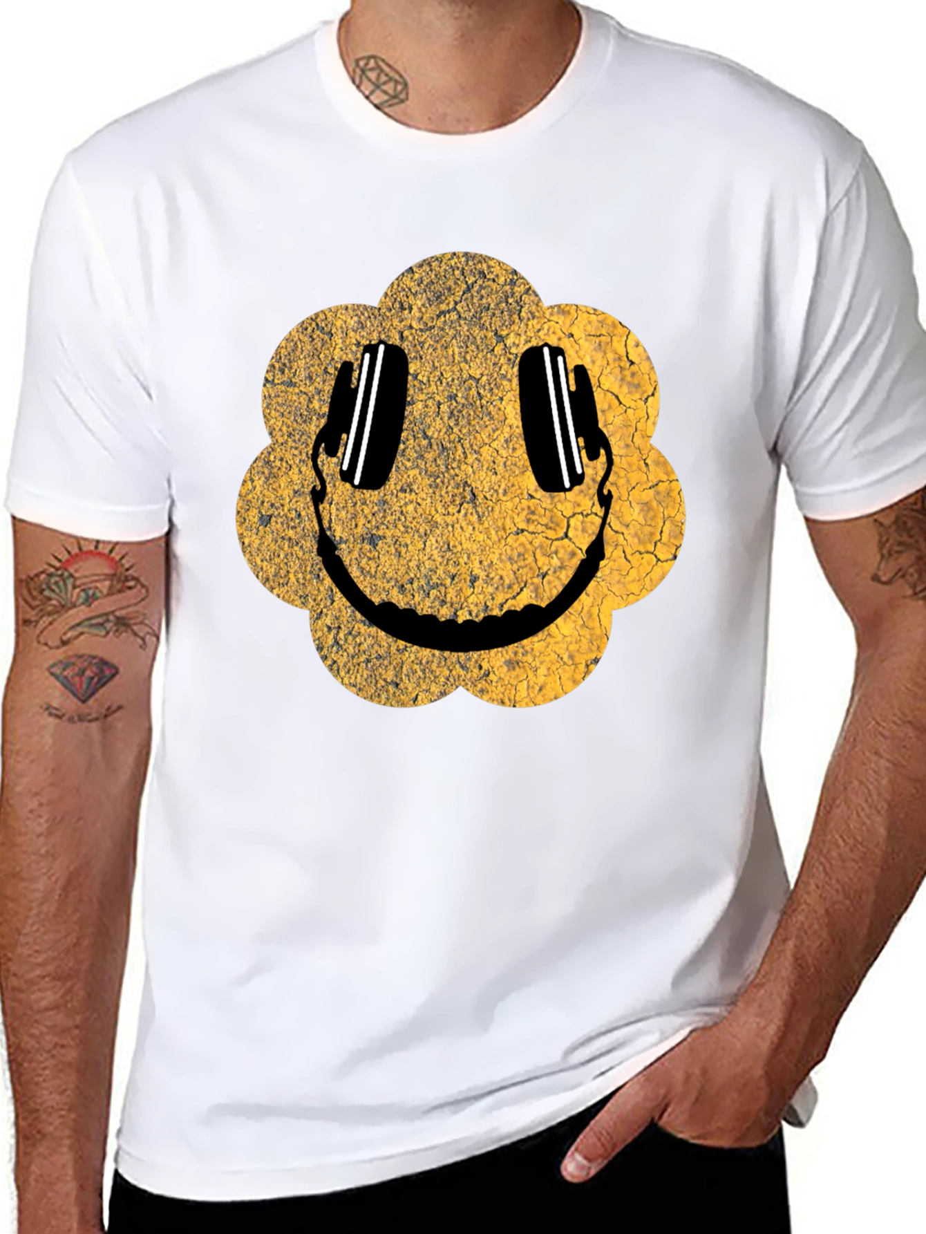 Black Vintage Smiley Face Graphic Tee view 8