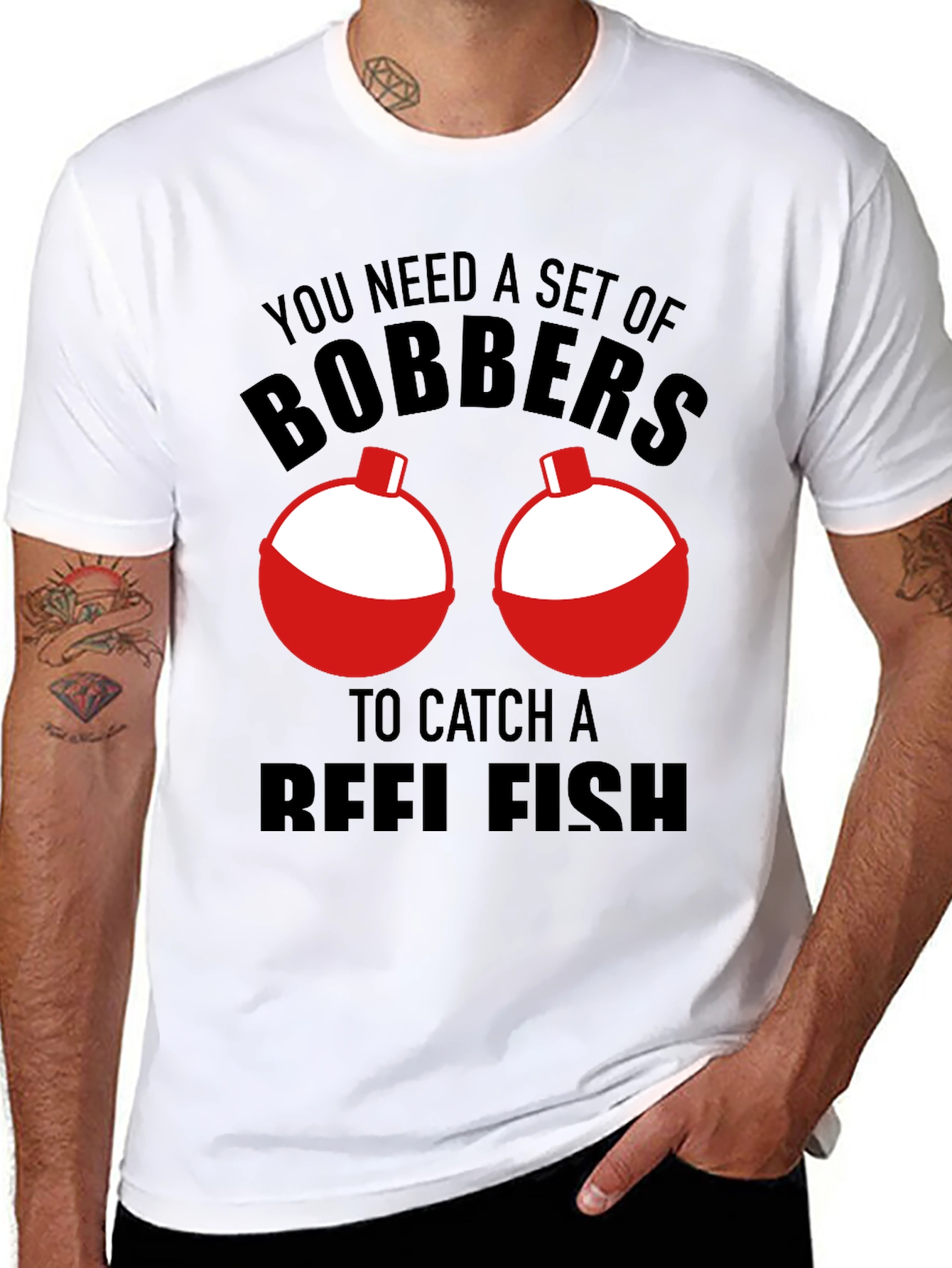 Black Funny Fishing Bobbers T-Shirt - Catch Reelfish view 8