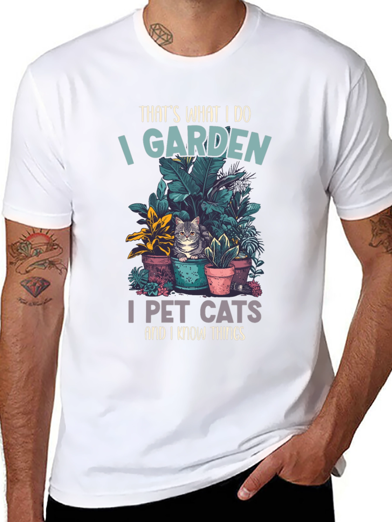 Black Gardening and Cat Lover T-Shirt view 8