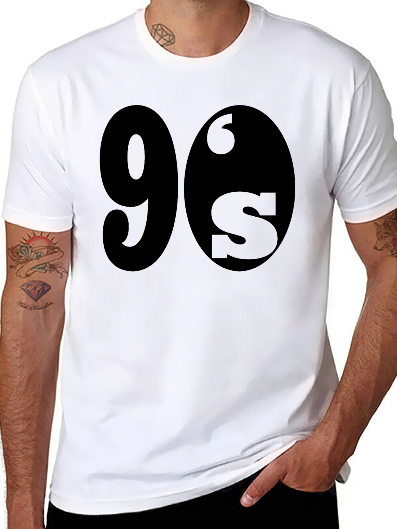 Black 90's Style Black Crewneck T-Shirt view 8