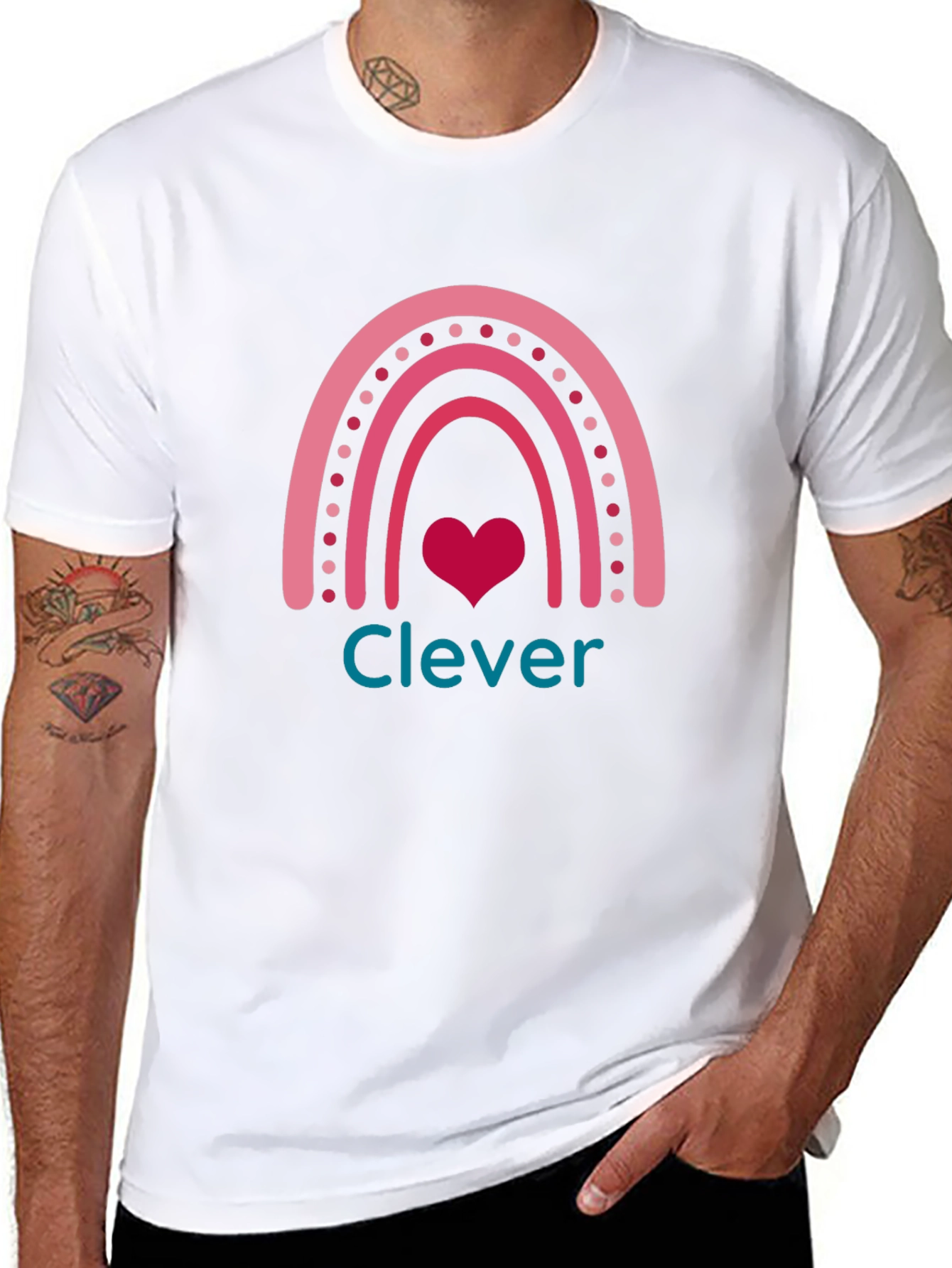 Black Clever Rainbow Heart T-Shirt view 8