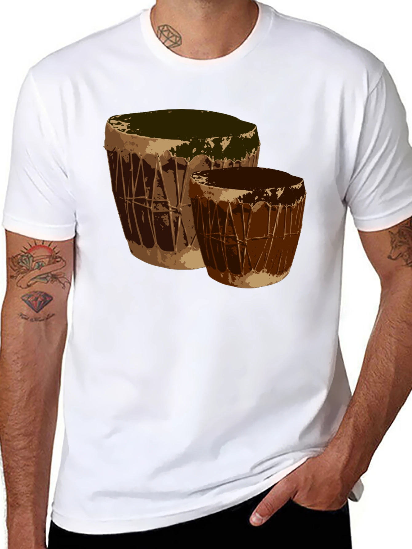 Black Stylish Drums Graphic Black T-Shirt view 8