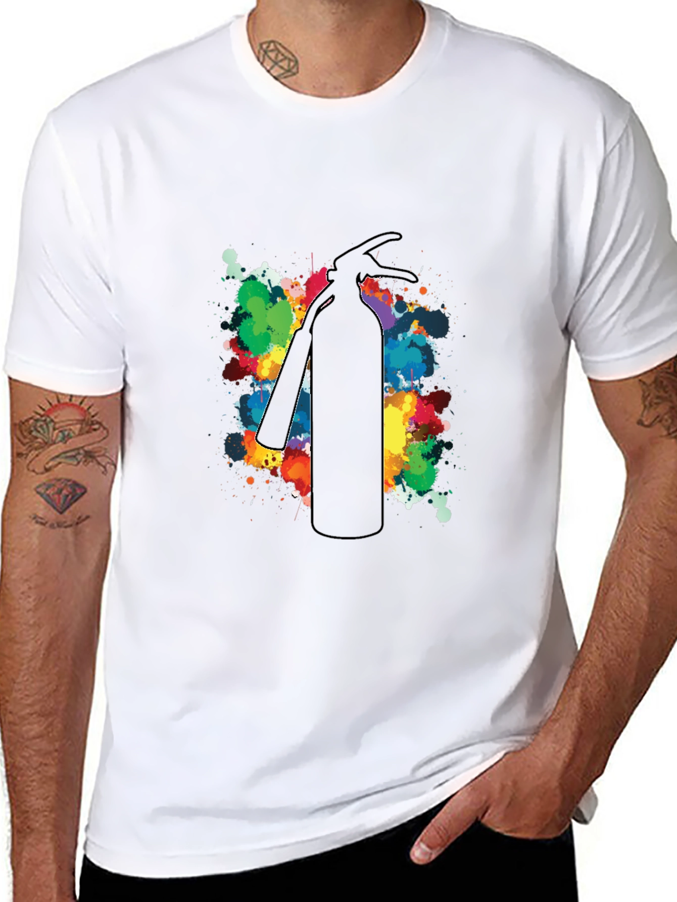 Black Fire Extinguisher Splash Art T-Shirt view 8