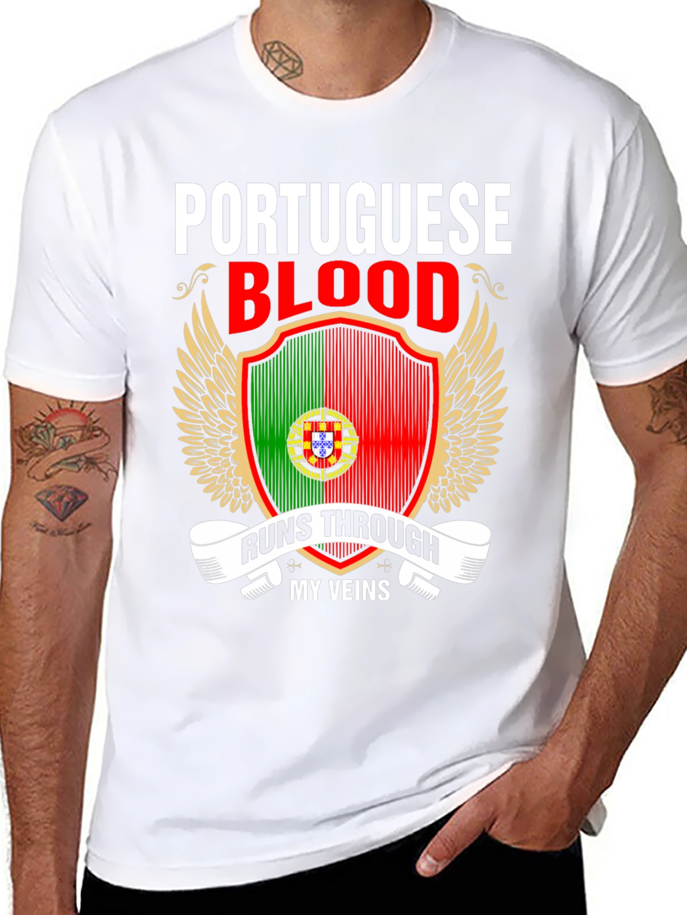 Portuguese Blood Runs Through My Veins Graphic Tee - 8