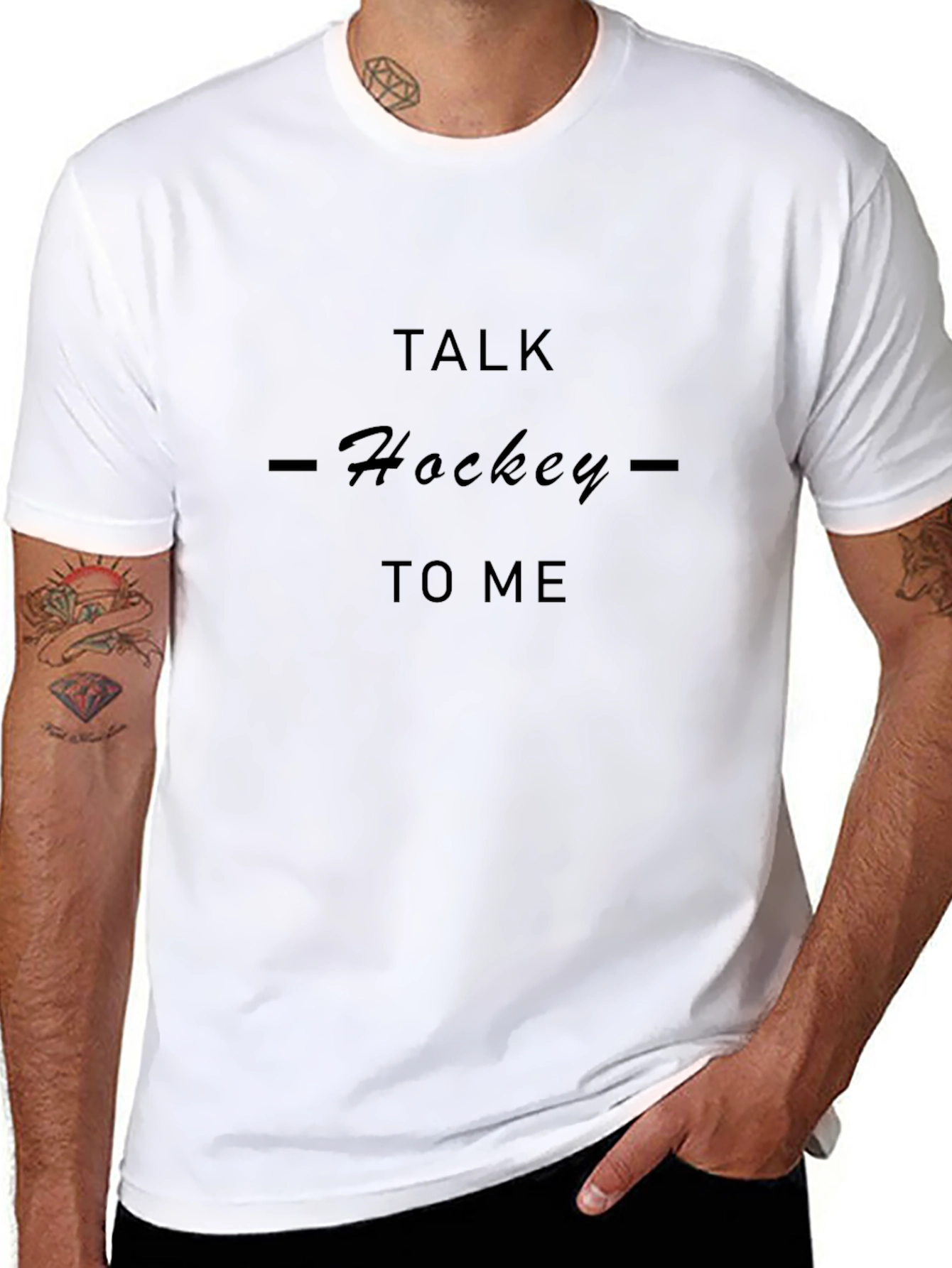 Black Talk Hockey To Me T-Shirt view 8