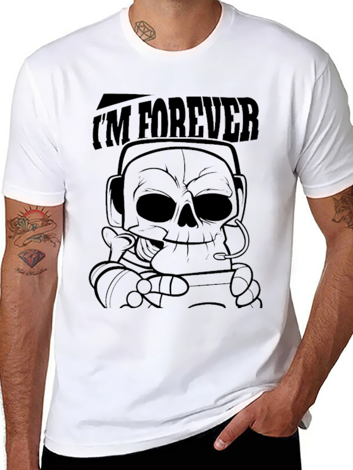 Black I'm Forever Skull Graphic Black T-Shirt view 8