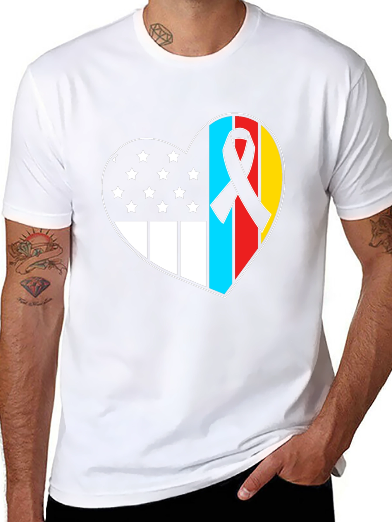 Black Heart Flag Patriotic T-Shirt view 8