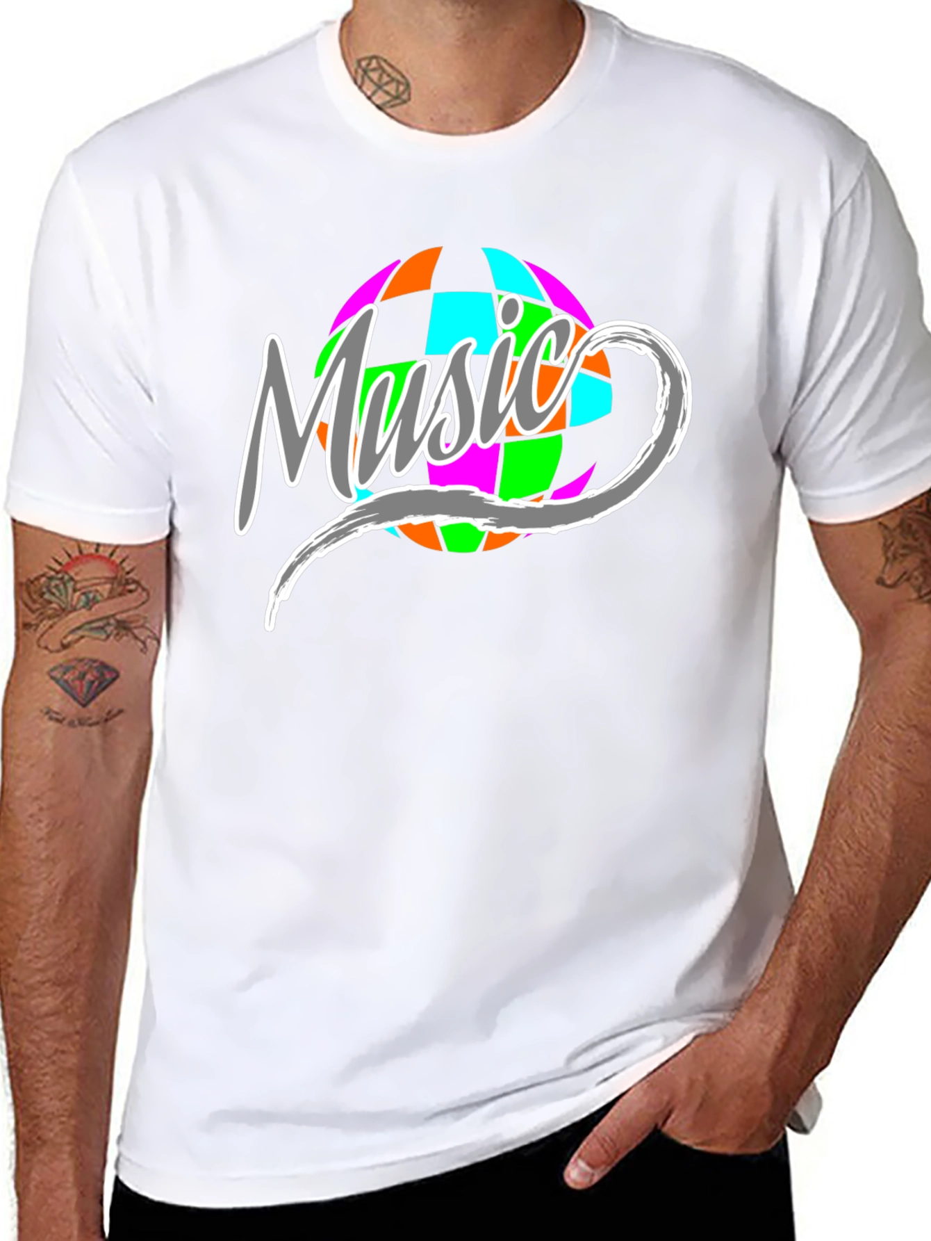 Black Music Disco Ball Graphic T-Shirt view 8