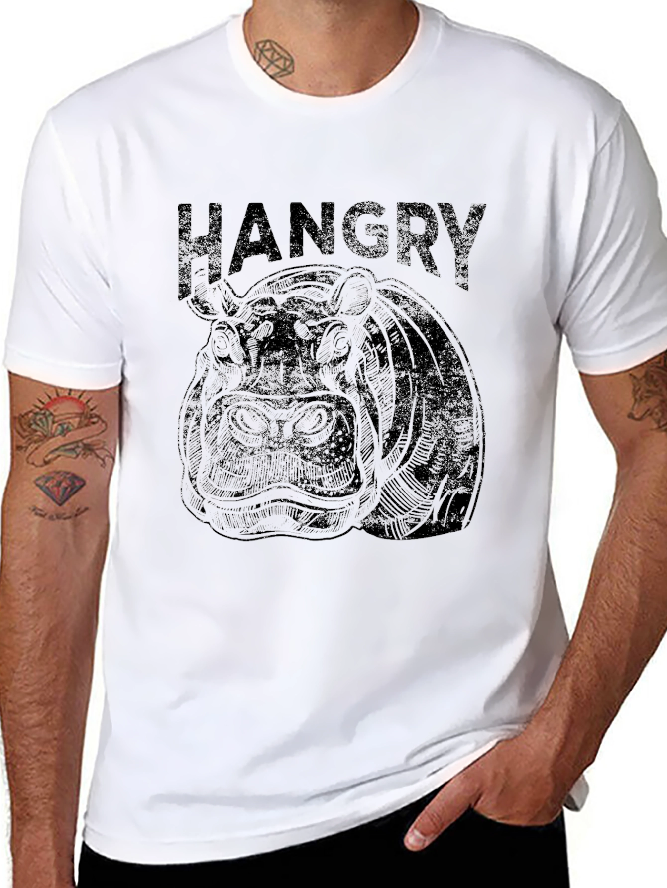 Black Hangry Graphic Tee - Black Cotton Blend view 8