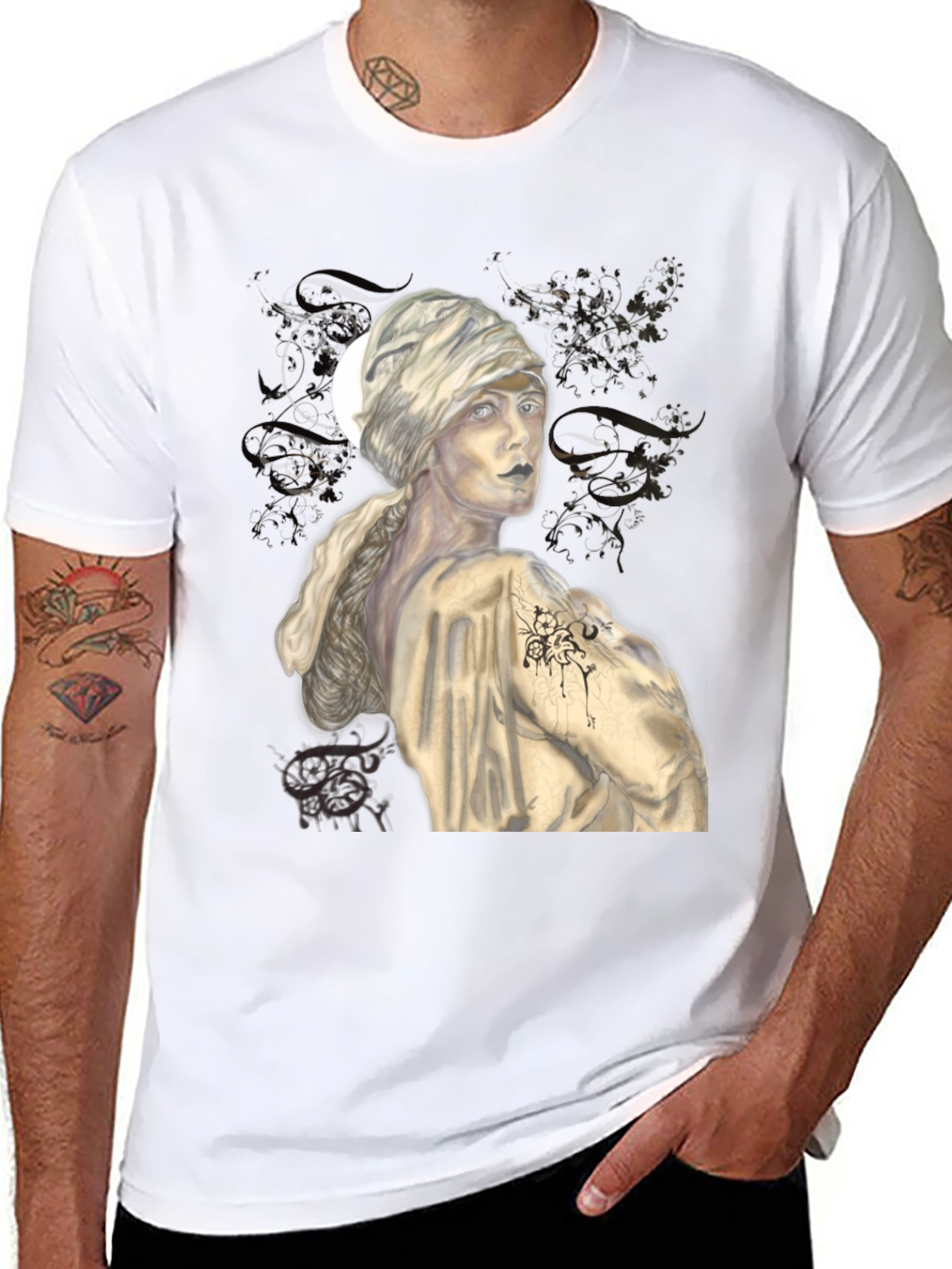Black Mystic Muse Graphic Tee - Unisex Black T-Shirt view 8