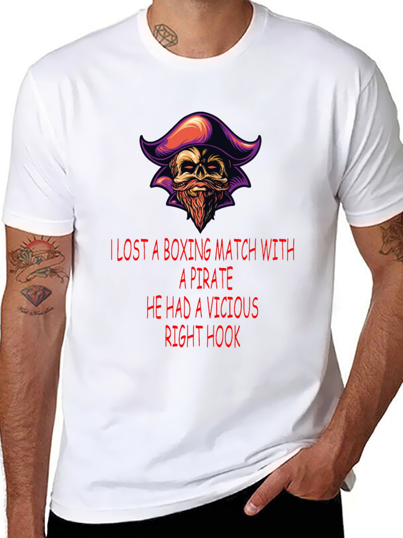 Black Pirate Boxing Match T-Shirt: Vicious Right Hook Tee view 8